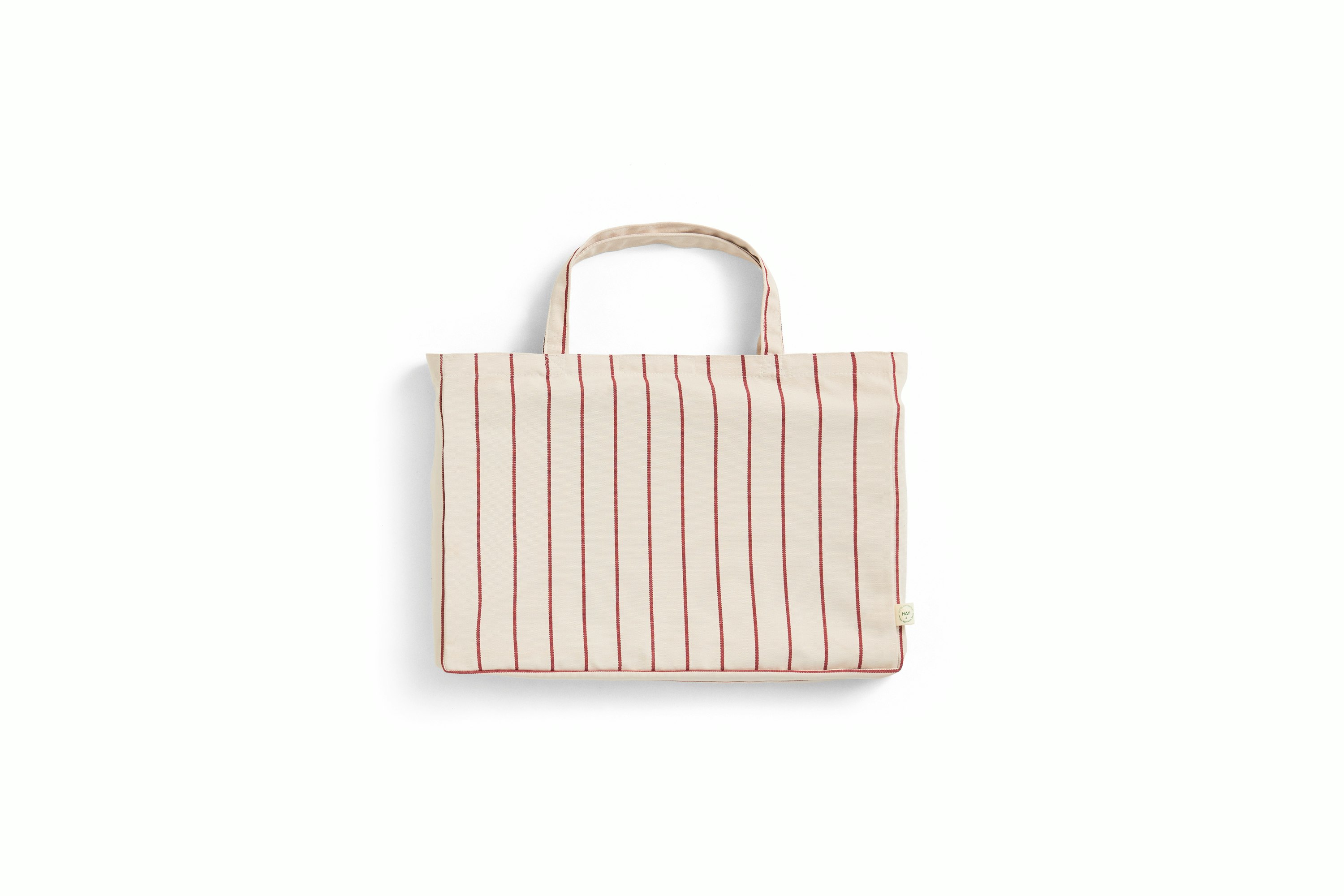 Outdoor Market Folding Stool - Beige With Red Stripe