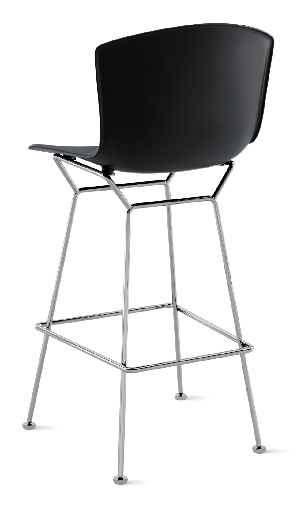 Bertoia Molded Shell Barstool, Black Shell, Polished Chrome Frame