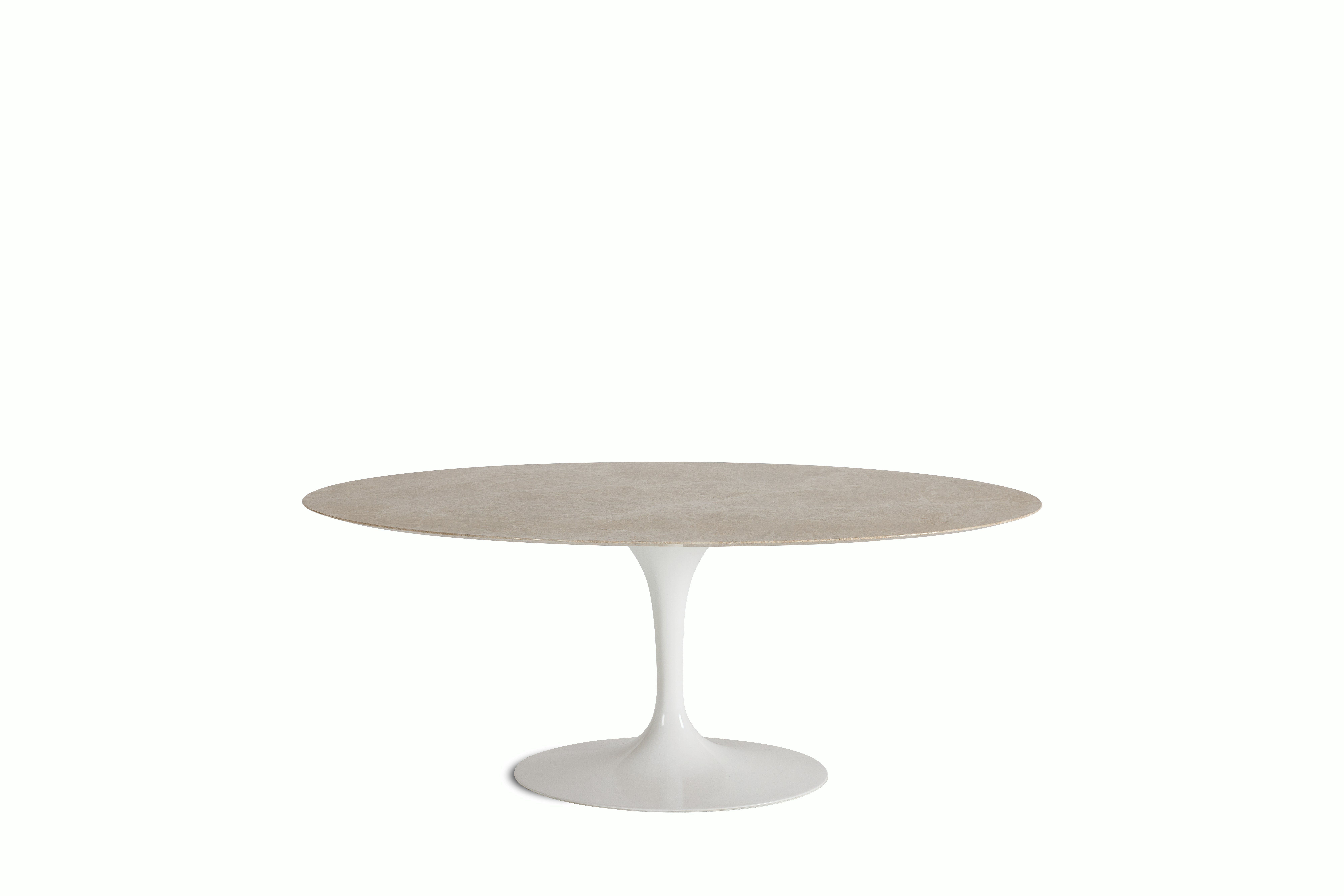 Saarinen Dining Table - Oval, 72 Inch, Polished Coated Marble, Emperado Light, White Base