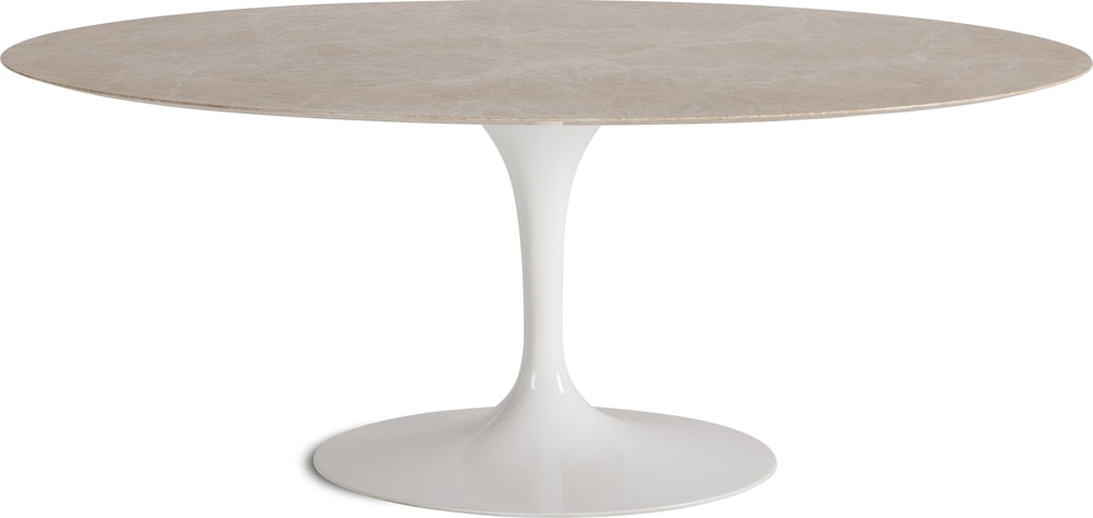 Saarinen Dining Table - Oval, 72 Inch, Polished Coated Marble, Emperado Light, White Base