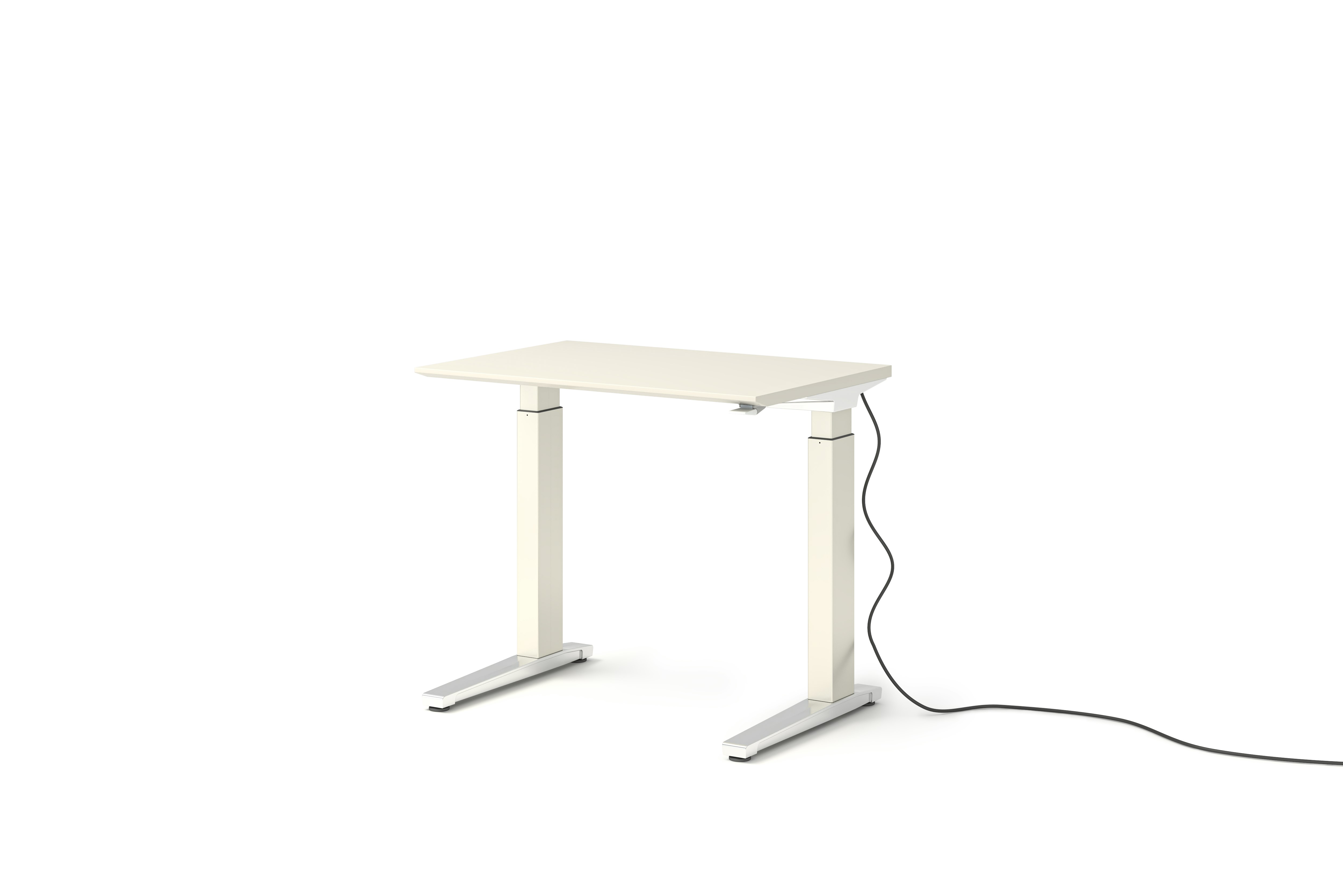 Renew Sit-To-Stand Desk - 23x34,  White Laminate,  White,  Polished Aluminum,  Standard Power