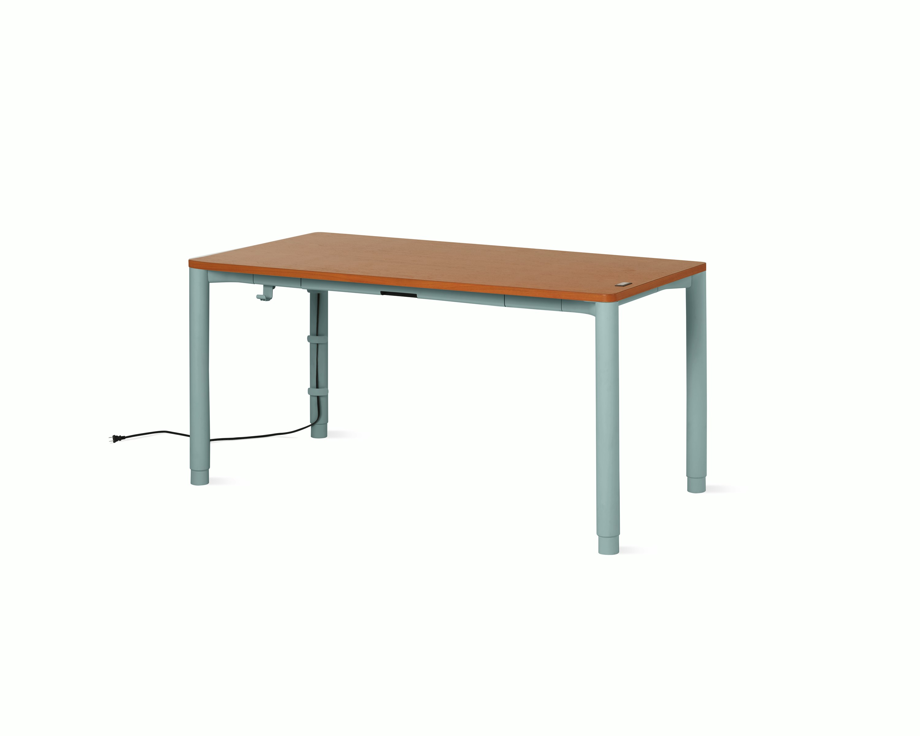 Spout S2S Table - 30" x 60"",  Veneer Walnut,  Glacier,  With Cable Tray,  With Storage Drawer,  Standard Height"