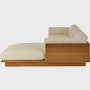 Pawson Drift Sectional in oak and white leather (Prone Leather Lotus)