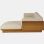 Pawson Drift Sectional in oak and white leather (Prone Leather Lotus)