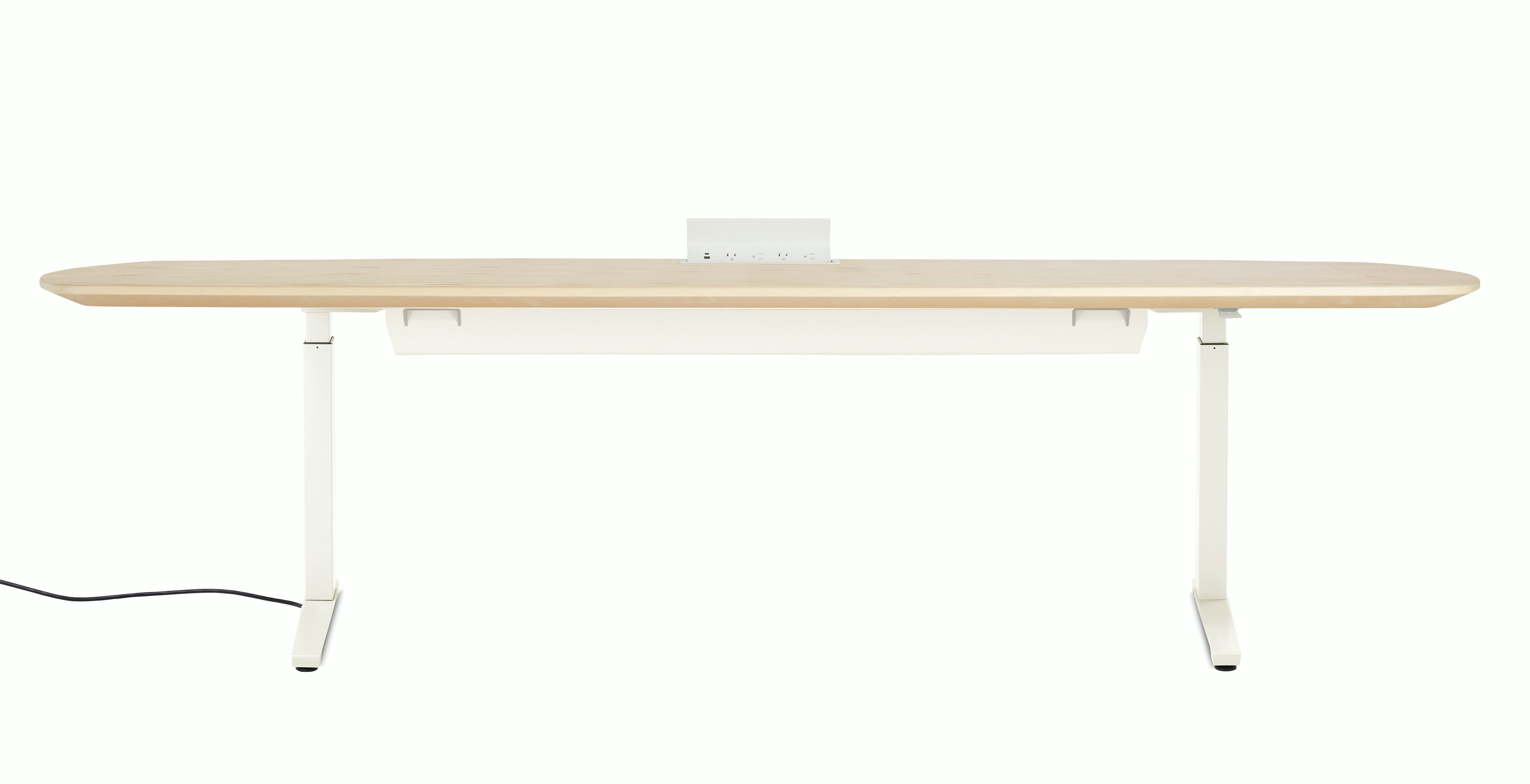 Renew S2S Embedded Power Desk - Executive,  29 x 70,  Veneer White Ash,  White / White,  Integrated Cord Management,  Hidden Power,  Standard,  T Leg