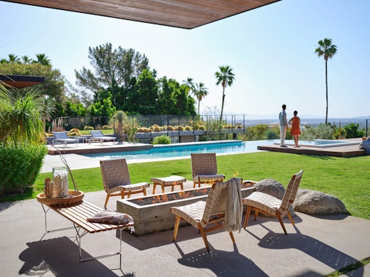 Risom Outdoor Lounge Chair Bertoia Bench