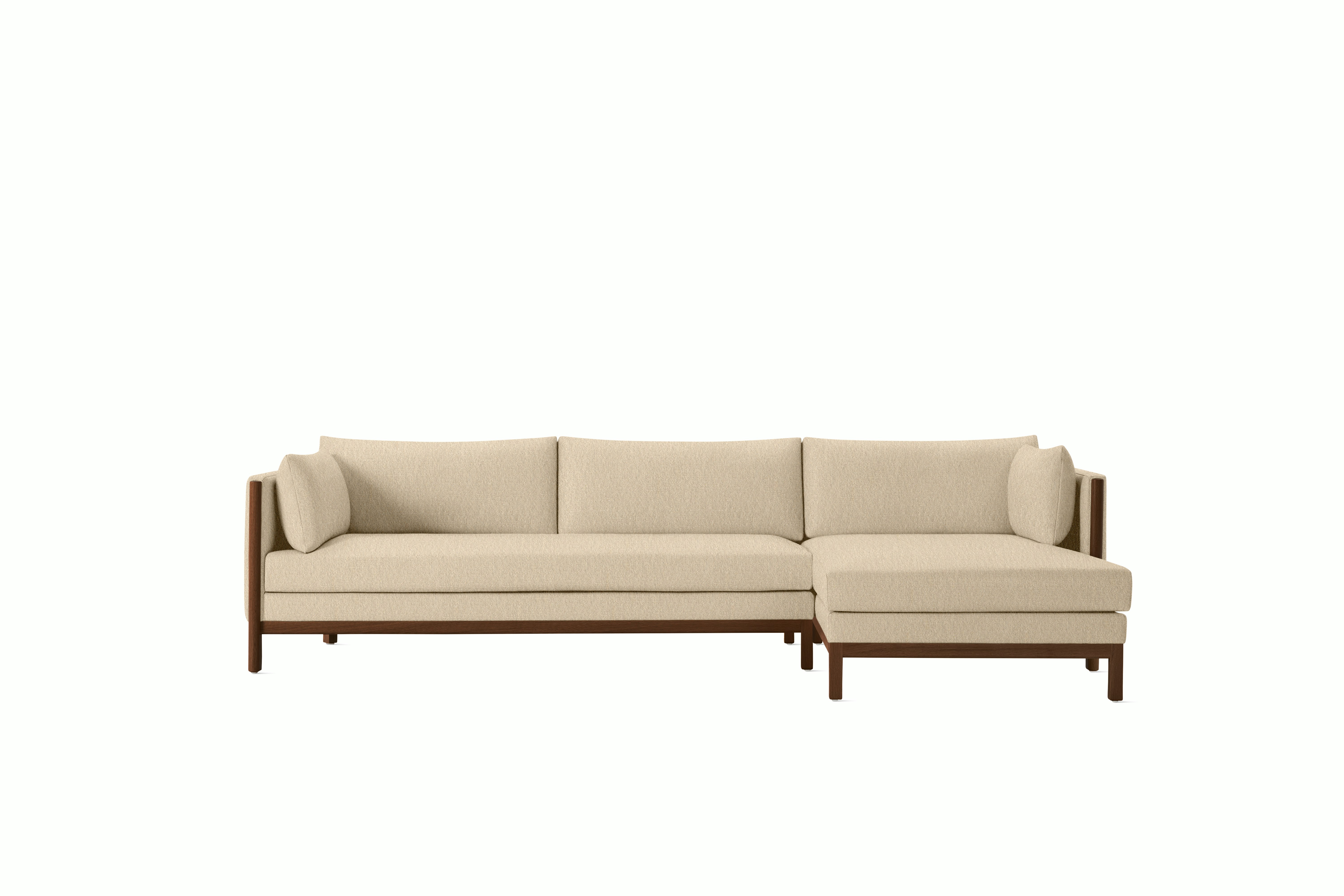 Emmy Sectional - Album Linen, Straw, Walnut, Right