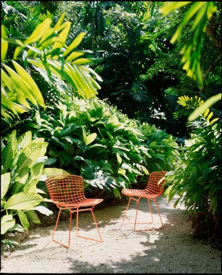Bertoia Side Chair Red Outdoor Installation