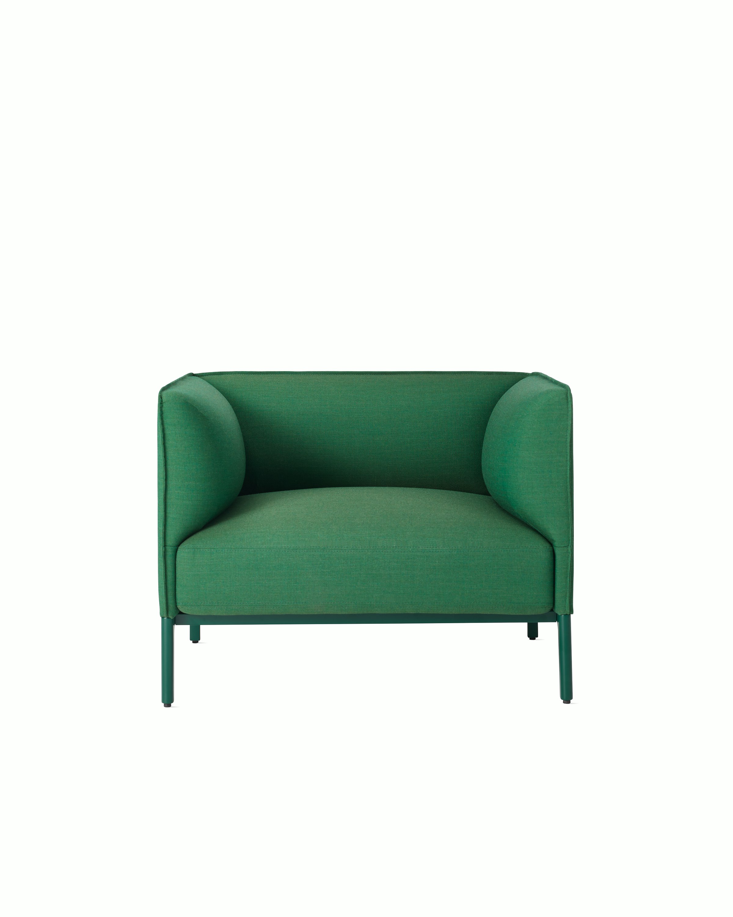 Front view Green Mimo Club Chair on white background.