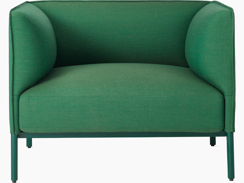 Front view Green Mimo Club Chair on white background.