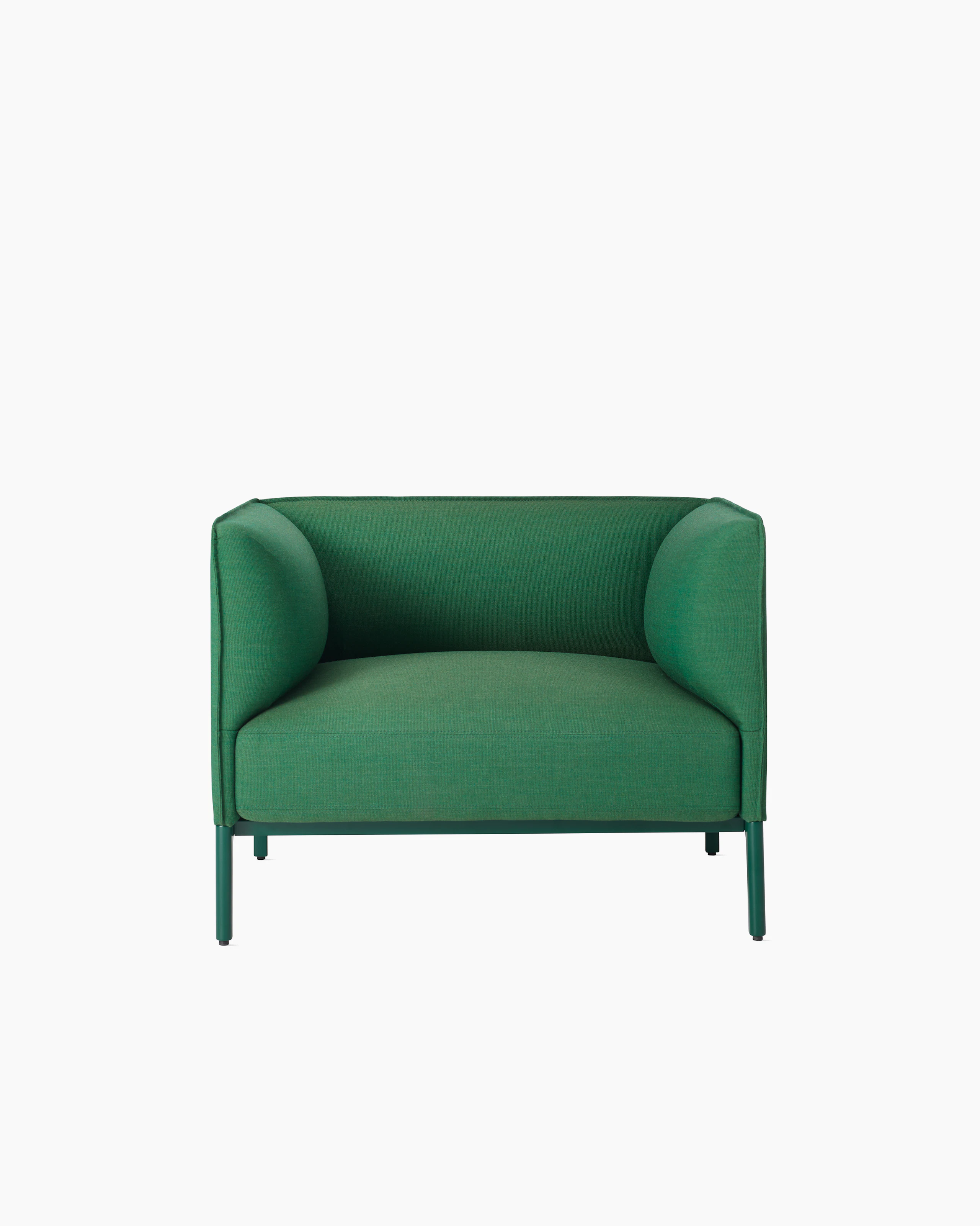 Front view Green Mimo Club Chair on white background.
