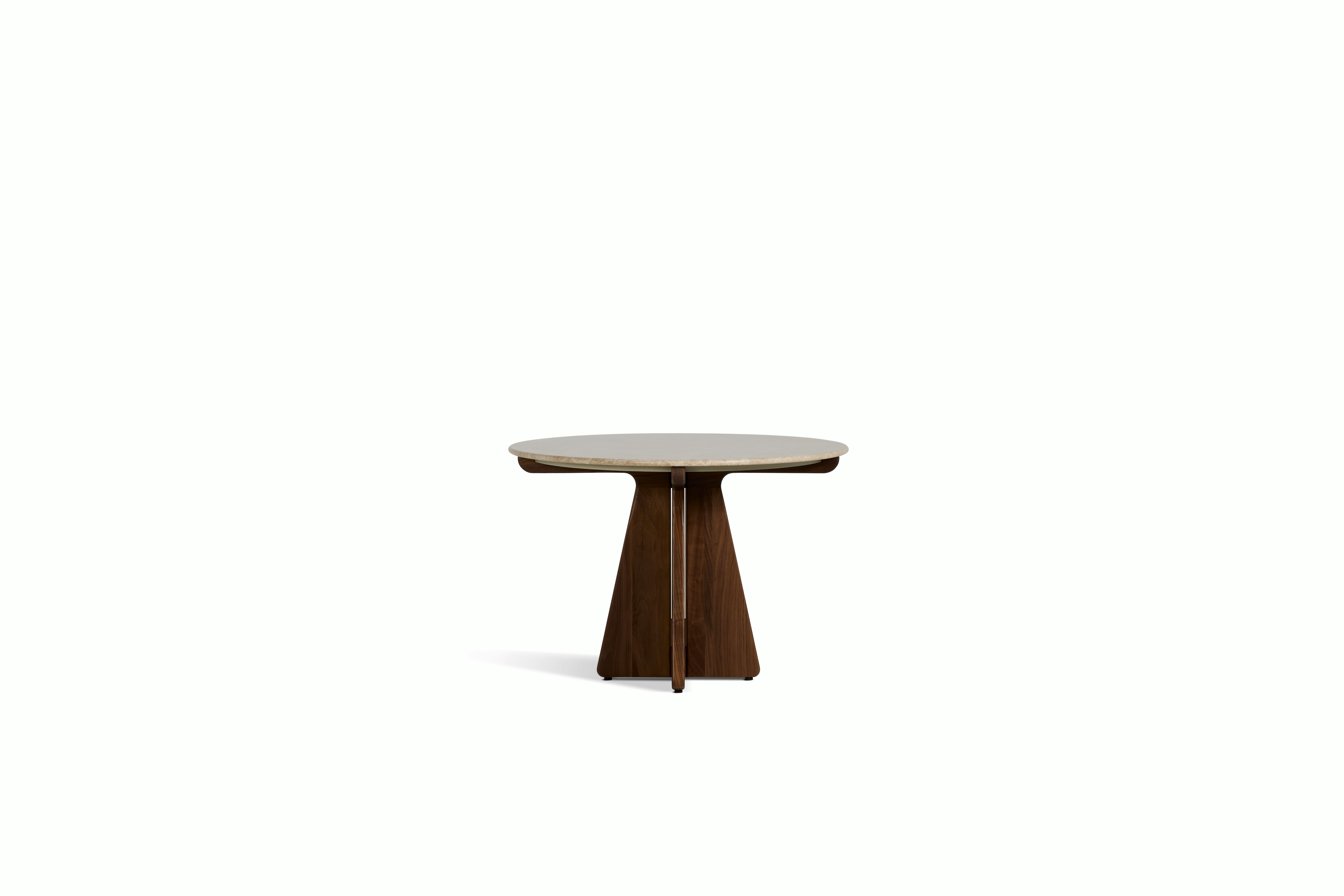 Pinna Dining Table - Oval, 75 Inch, Emperador Light, Walnut