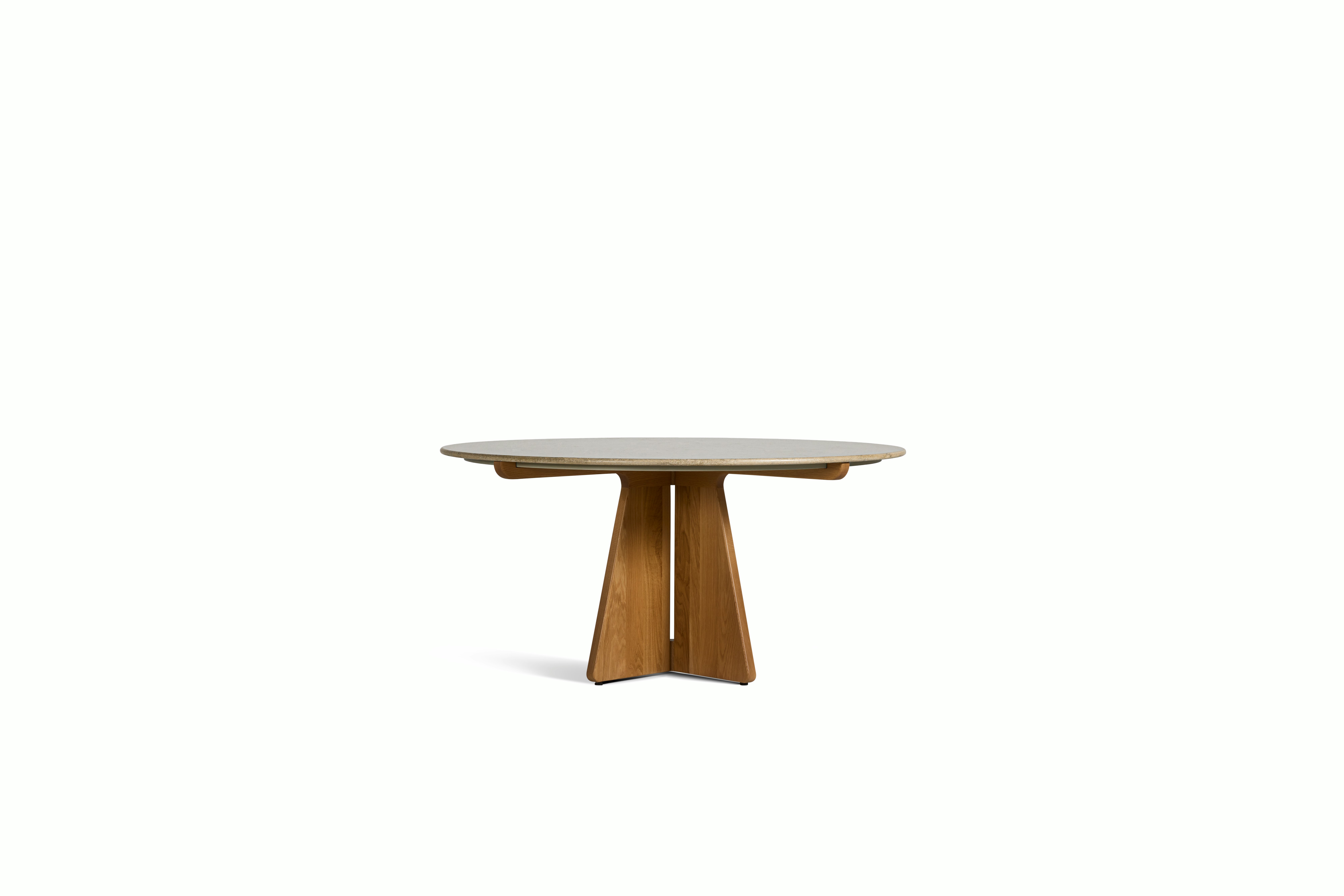 Pinna Dining Table - Round, 60 Inch, Jura Blau, White Oak