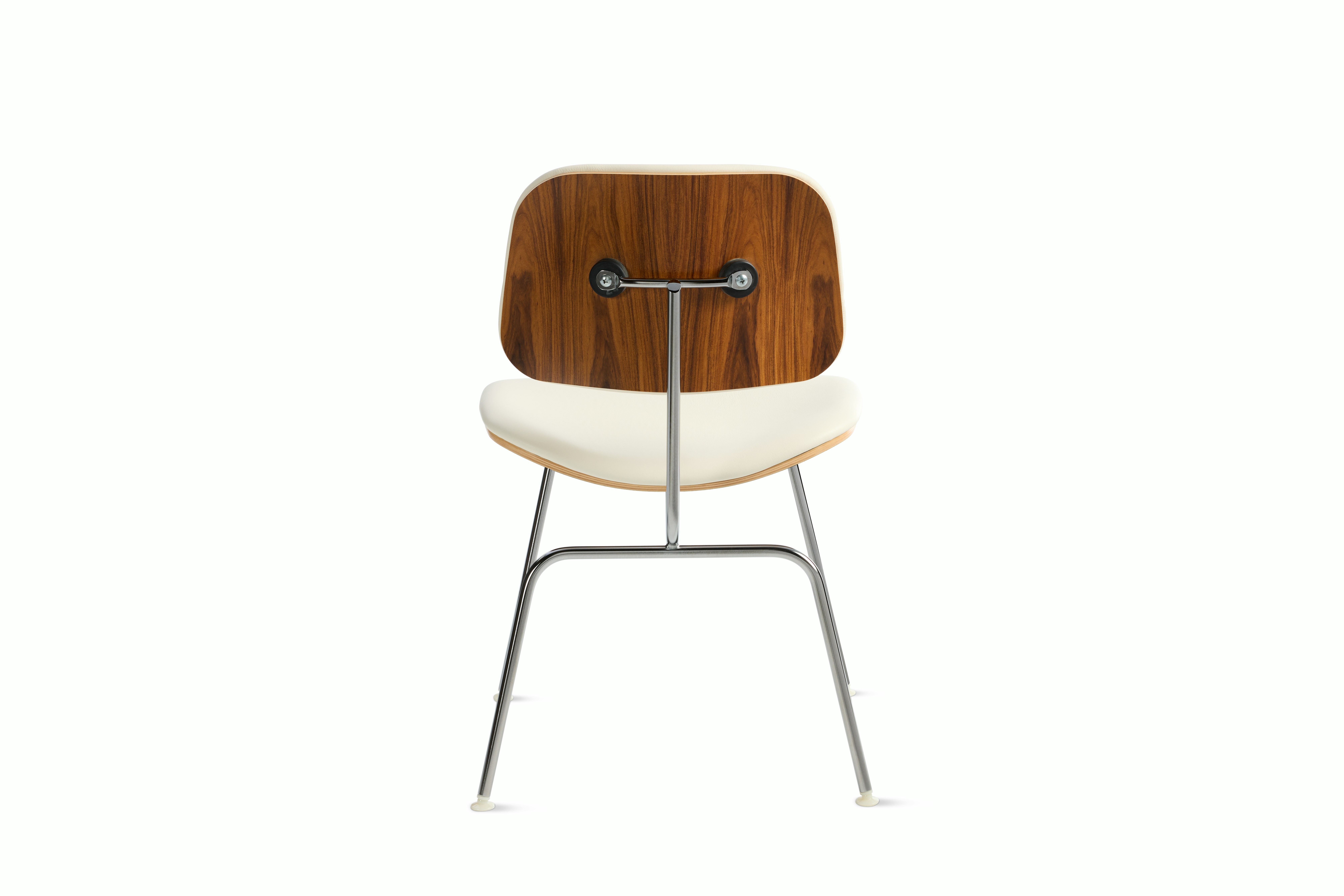 Eames Molded Plywood DCM - Upholstered,  Palisander,  Prone Leather,  Lotus,  Chrome