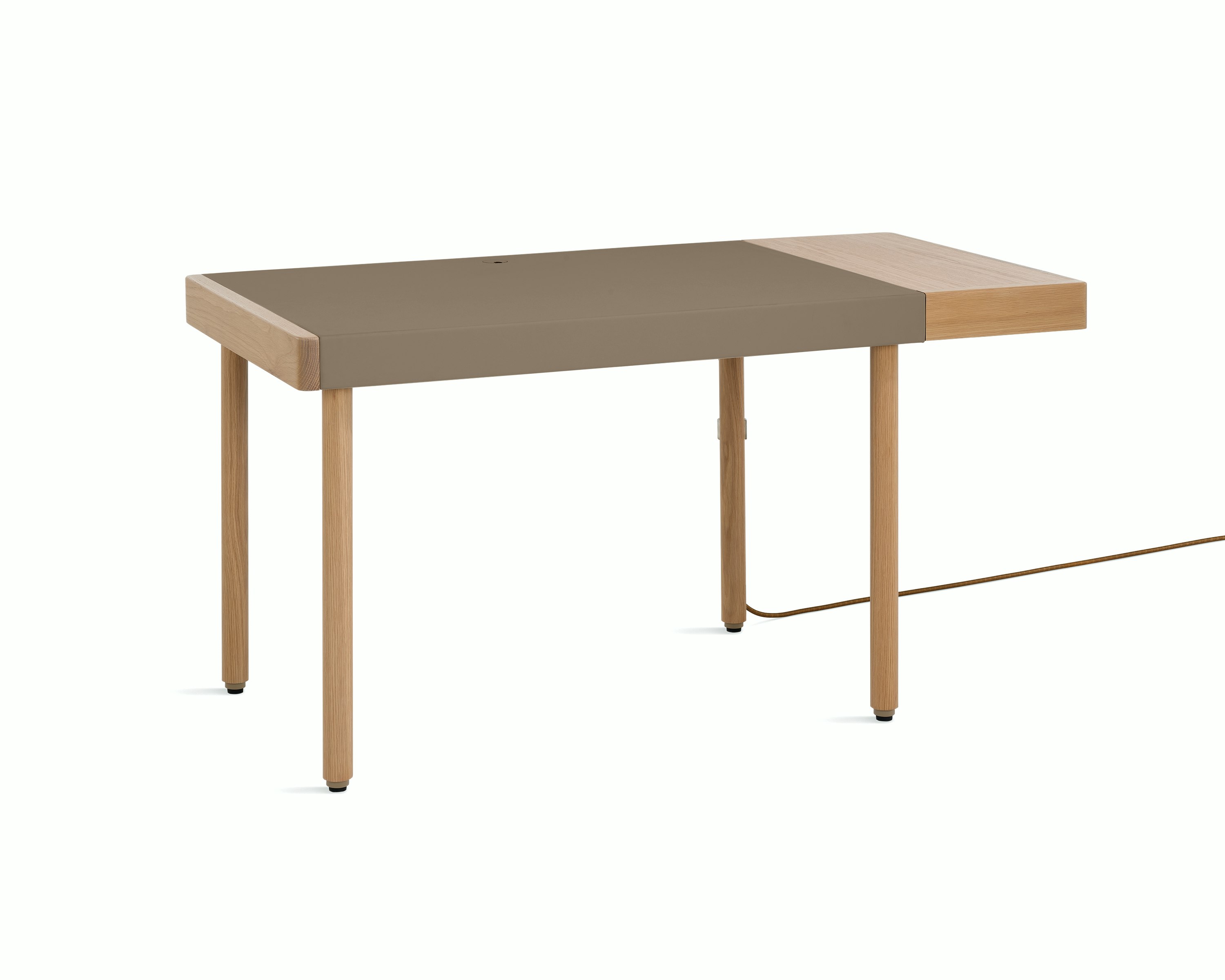 Leatherwrap Standing Desk - 1 Drawer Right,  Oak,  Pumice Leather