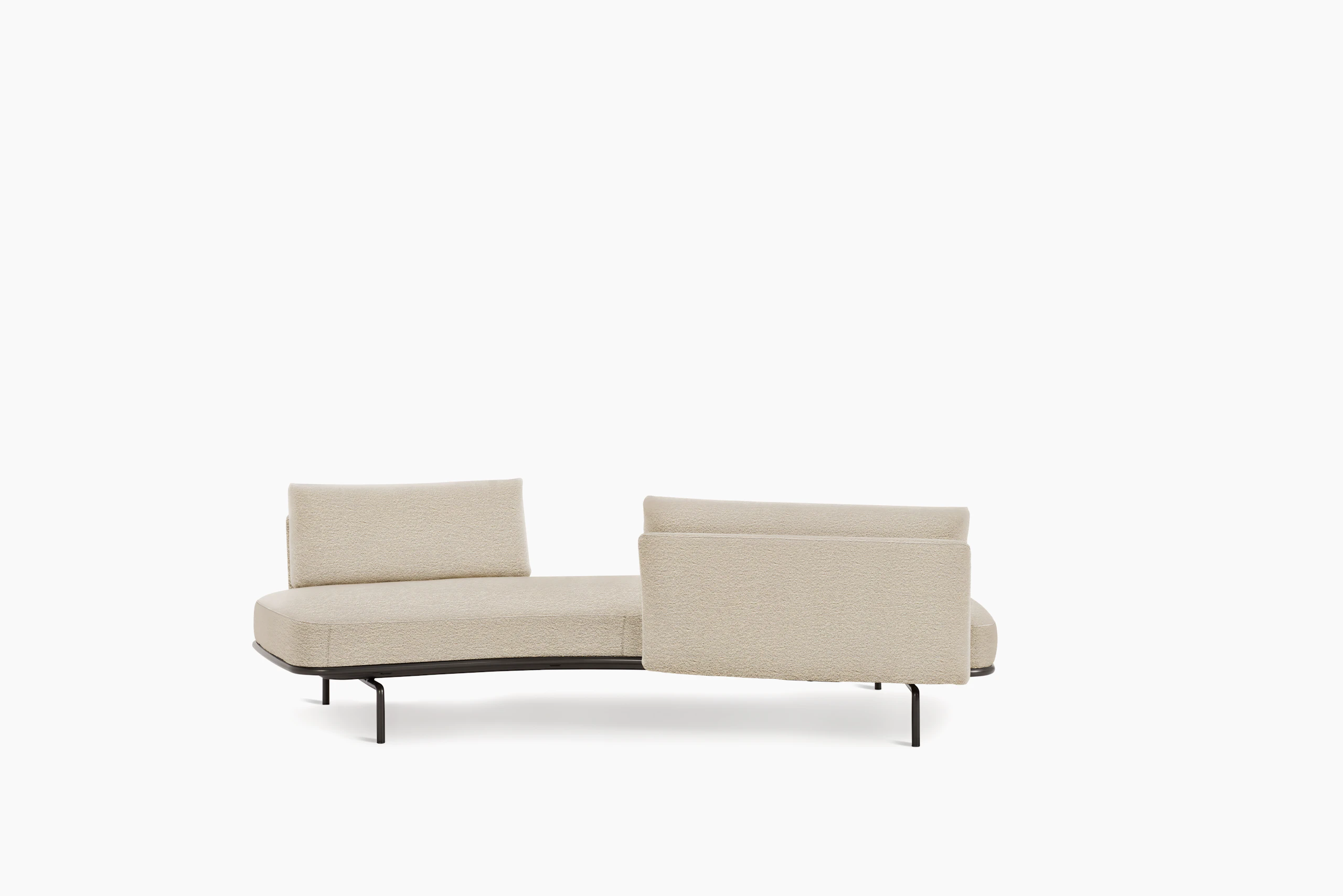 Panoramic Sofa - Left, Medium / Large, Curly, Ivory, Charcoal