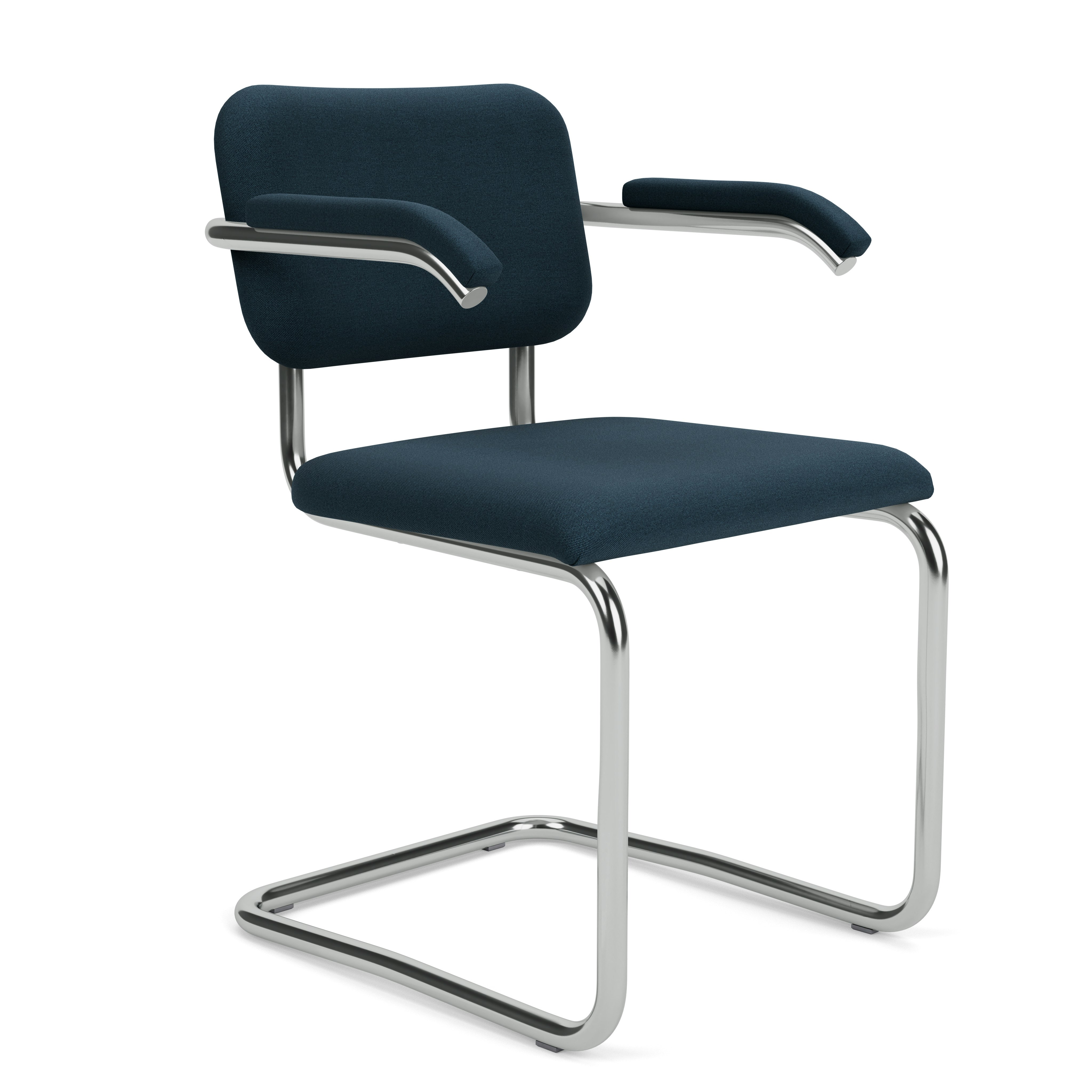 Cesca Armchair, Fully Upholstered, Upholstered Seat, Volo Leather, White