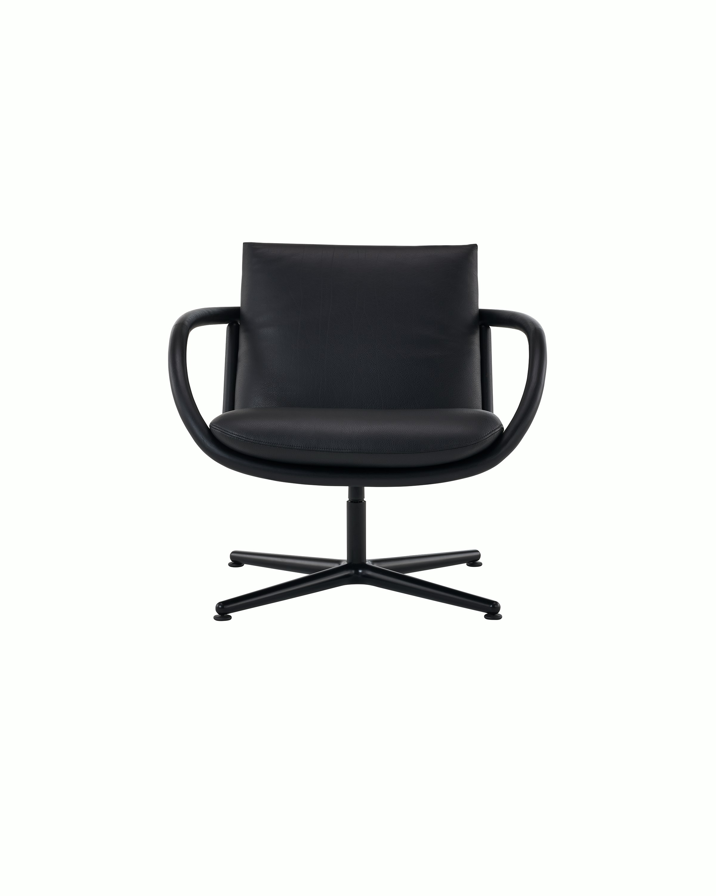 Full Loop Lounge Chair in Ebony and Black Leather with Black 4 star base.