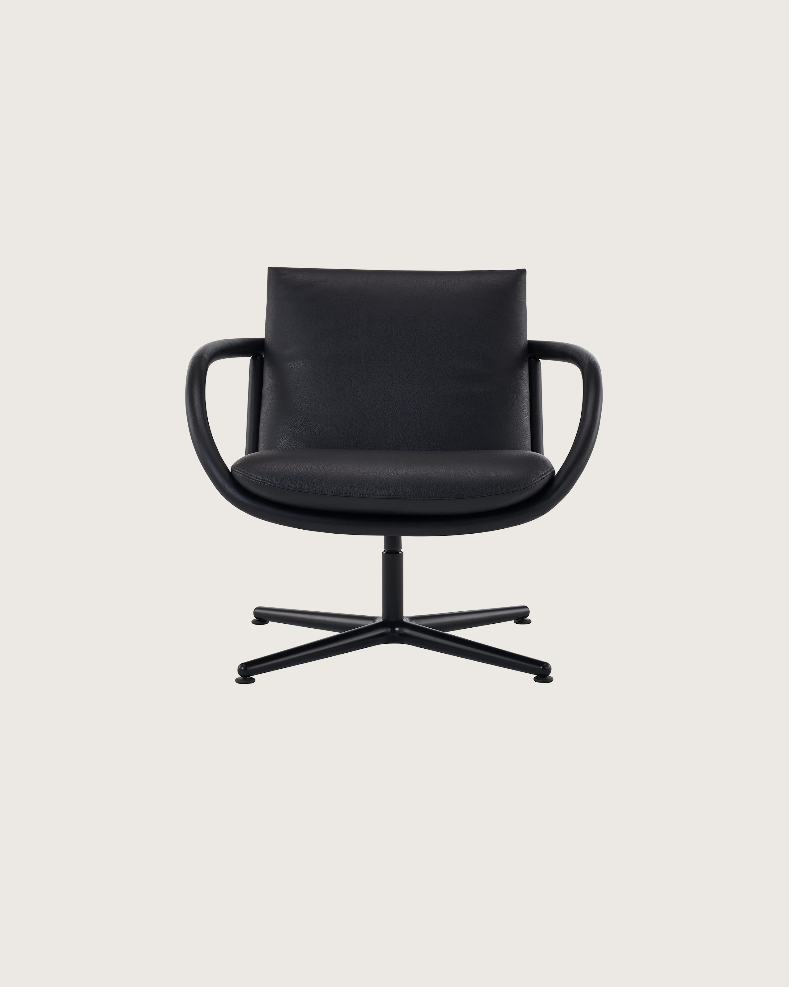 Full Loop Lounge Chair in Ebony and Black Leather with Black 4 star base.