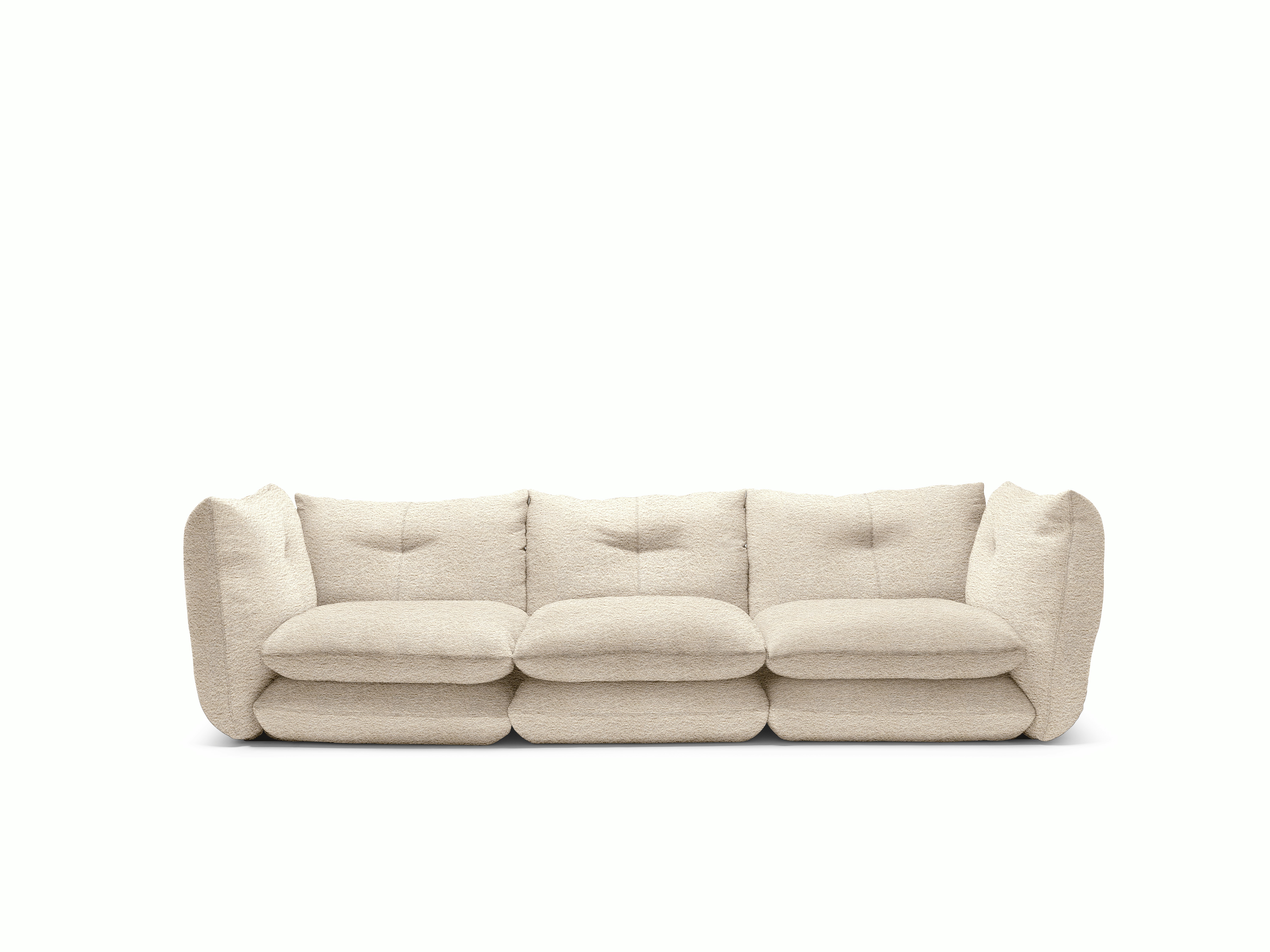 Pillo Sofa -  Three Seater, Standard, Curly , Ivory