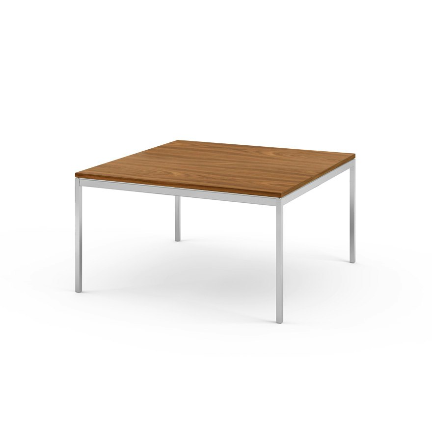 Florence Knoll Square End Table  - 35.5, Light Walnut, Polished Chrome