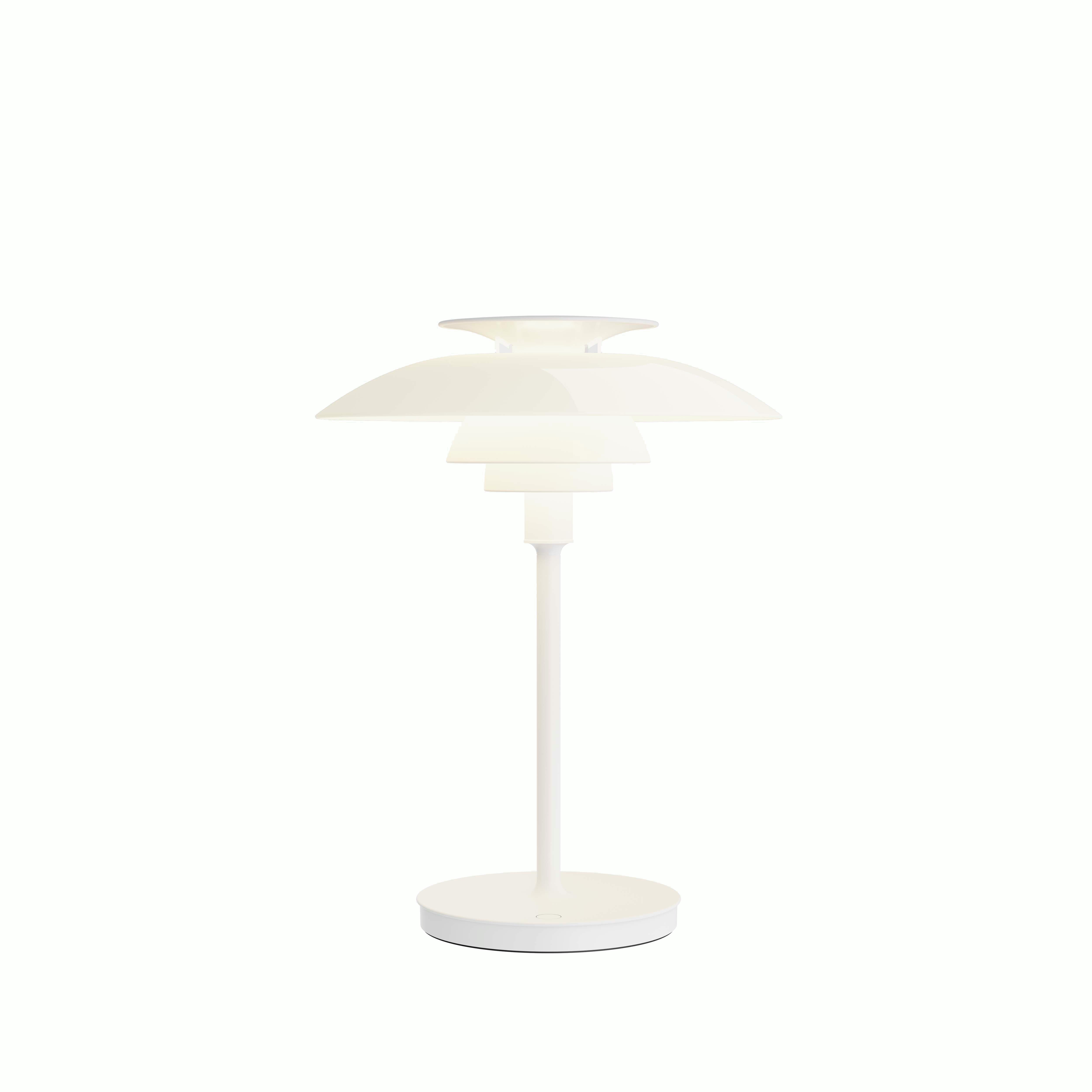 A PH 80 Portable Lamp in White viewed from the front.