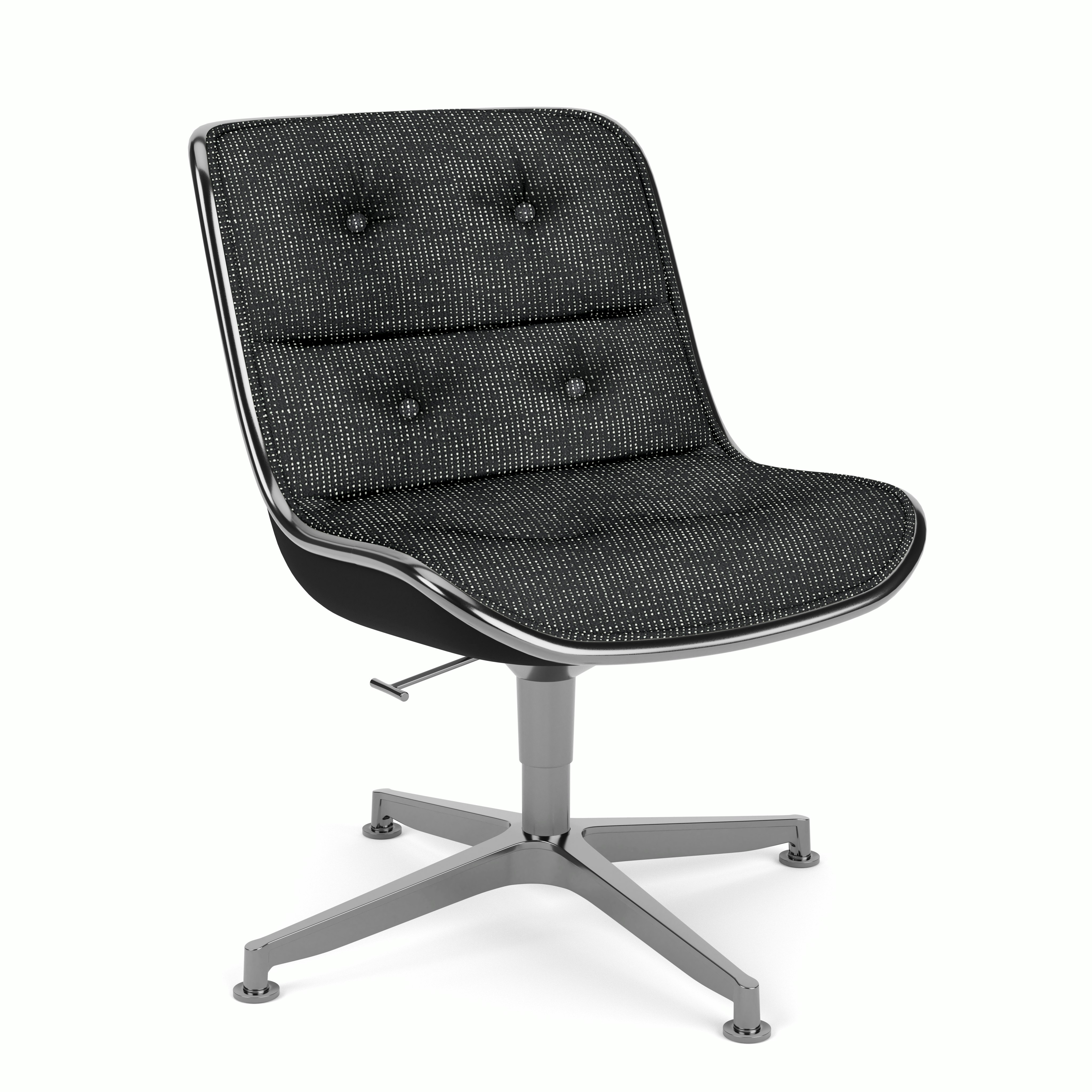 Pollock Executive Side Chair - 4 Star,  Polished Aluminum,  Prestini,  Black and White