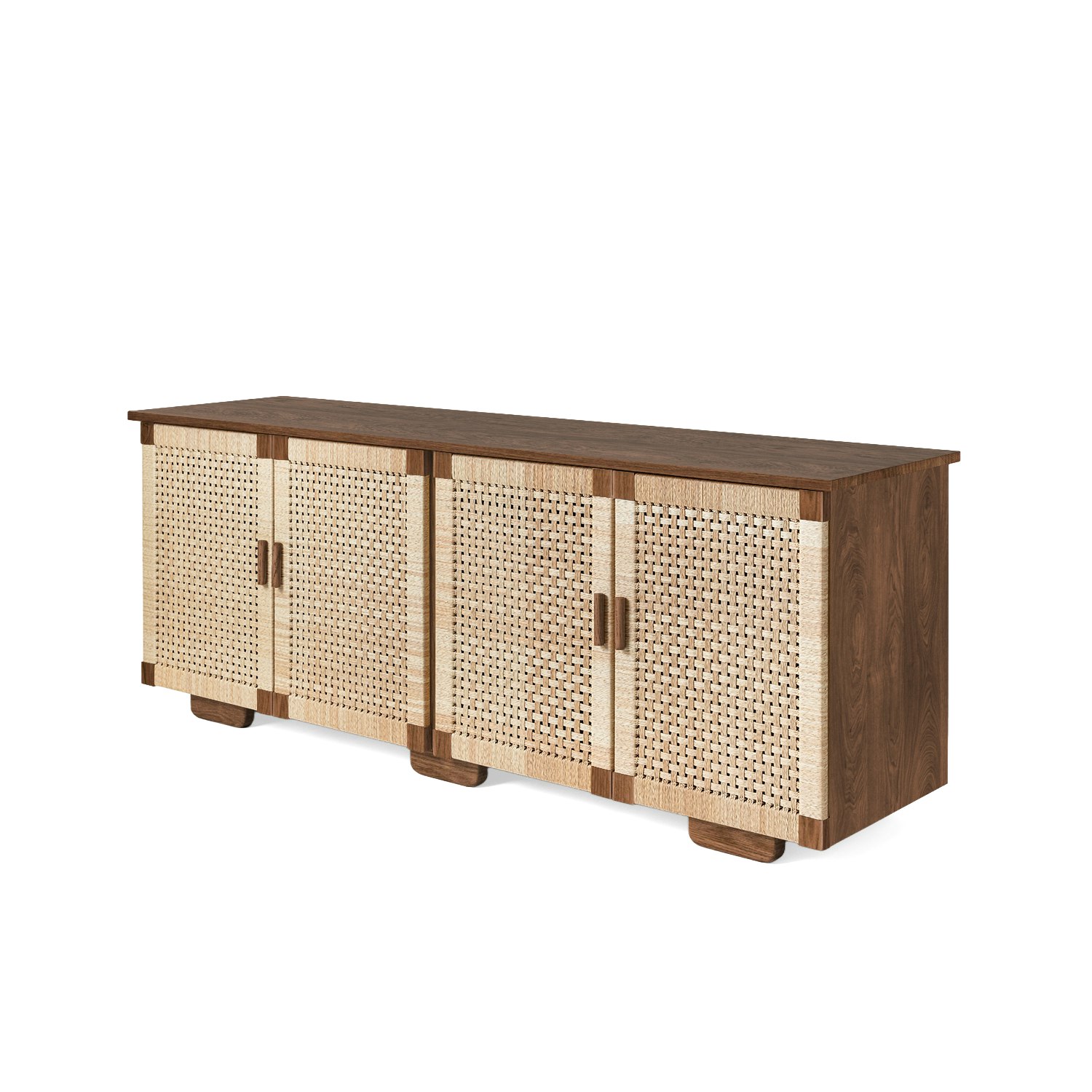 Woven Credenza - 4 Door, Walnut