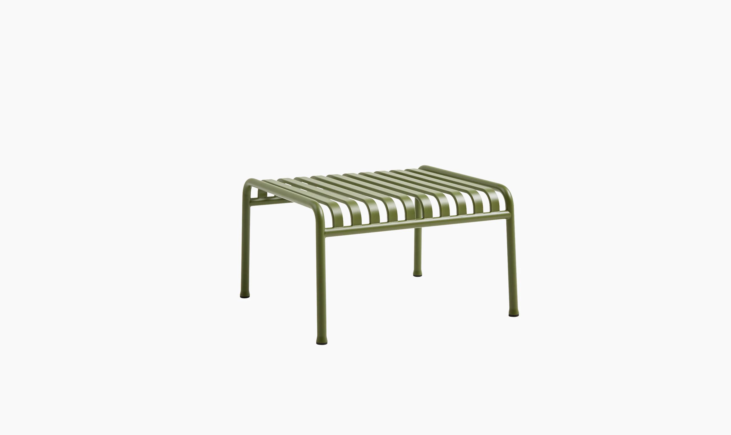 A Palissade Ottoman in olive green.