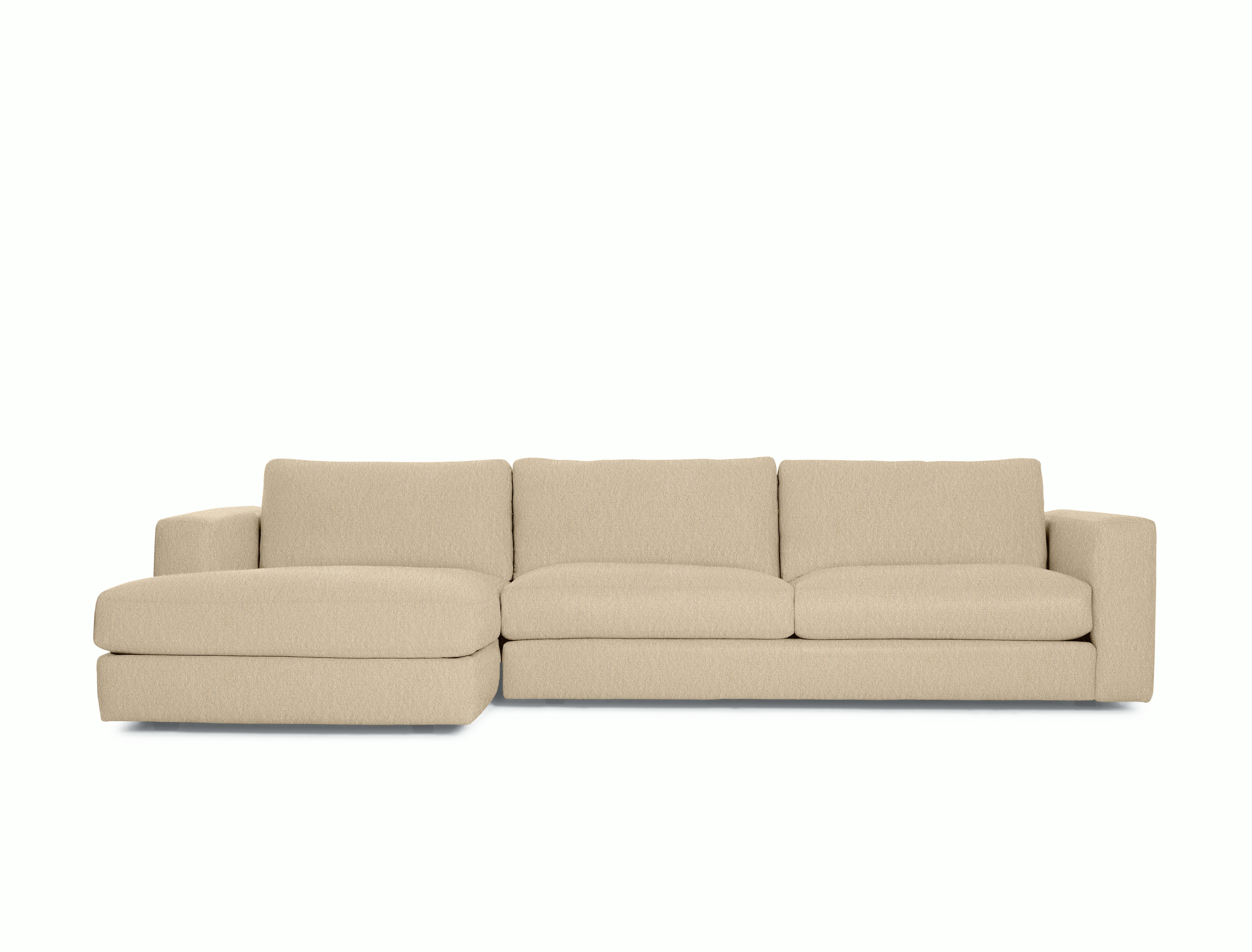 Reid Sectional Chaise,  Left in Album Linen,  Straw with block leg