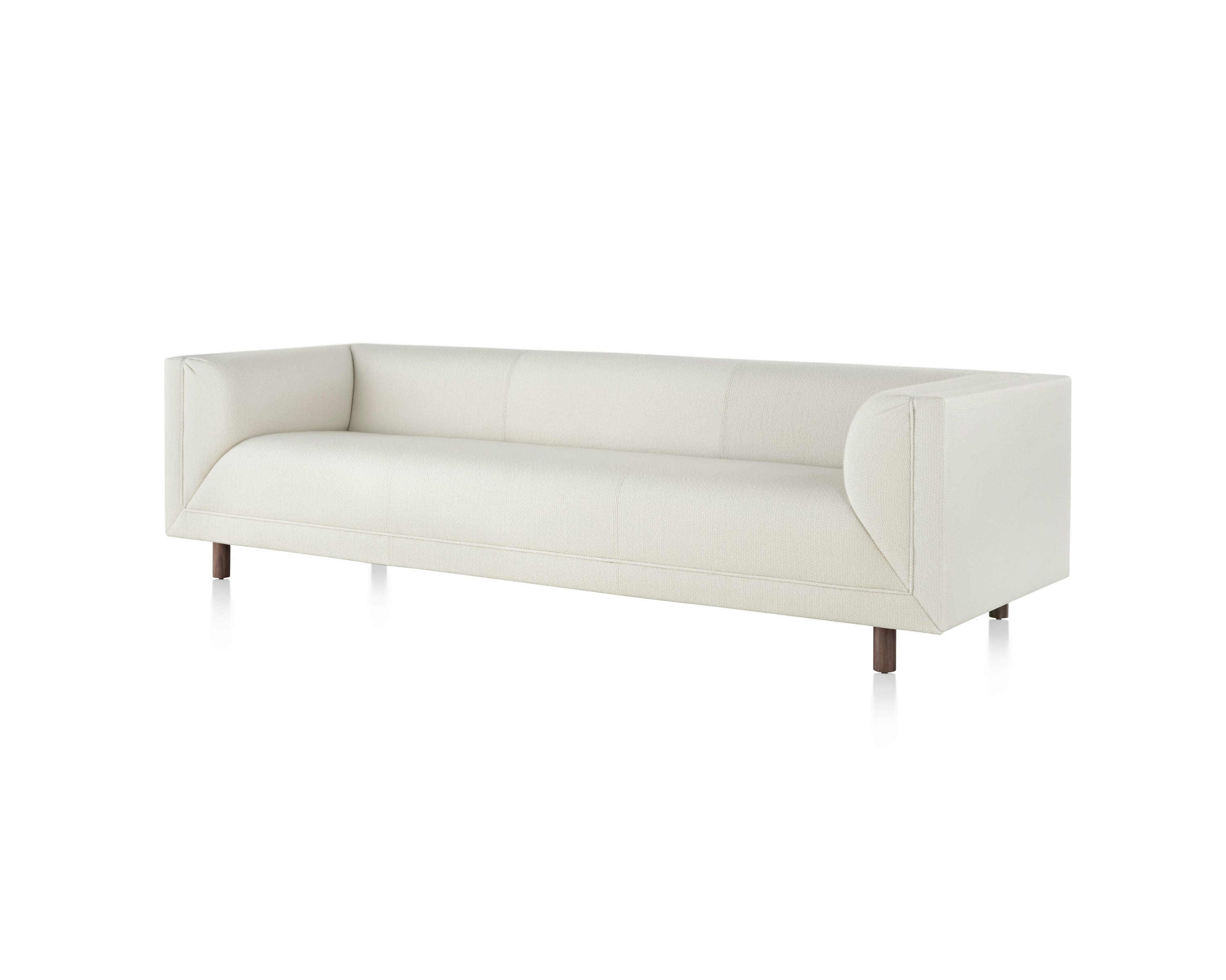 Angled view of an off-white sofa from the Rolled Arm Sofa Group.