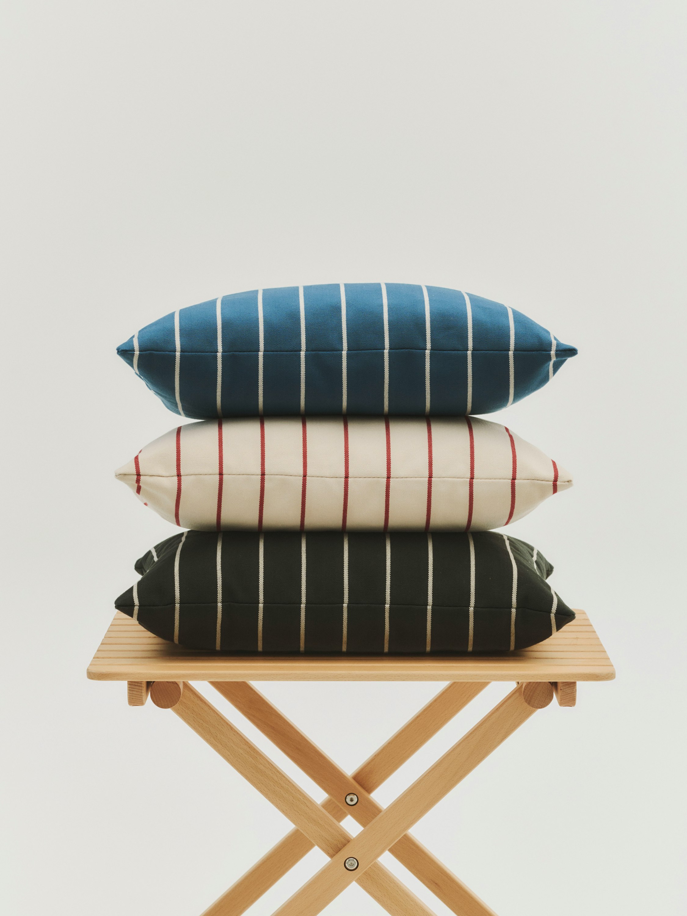 Outdoor Market Cushion - 45 x 35cm, Blue with Beige Stripe