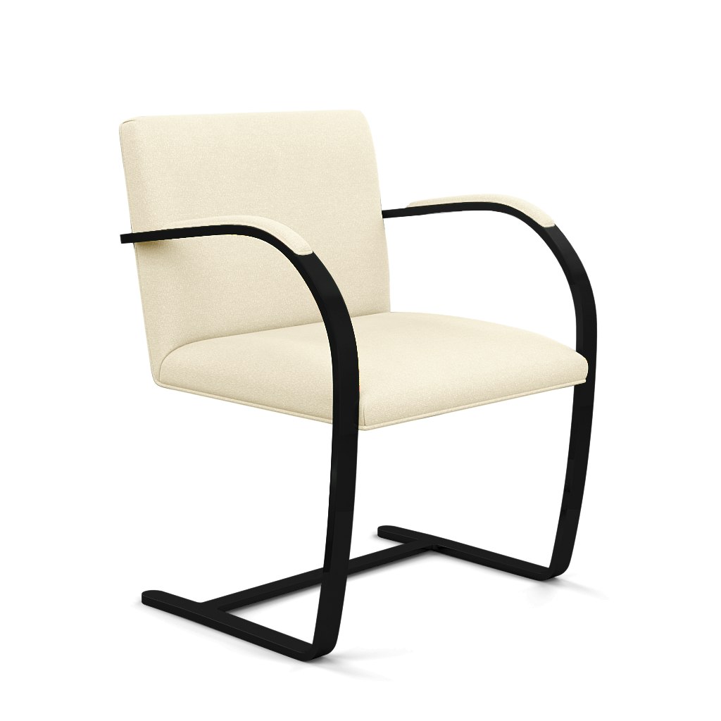 Brno Flat Bar Chair - Armchair,With Armpads,Classic Boucle, Pearl, Black
