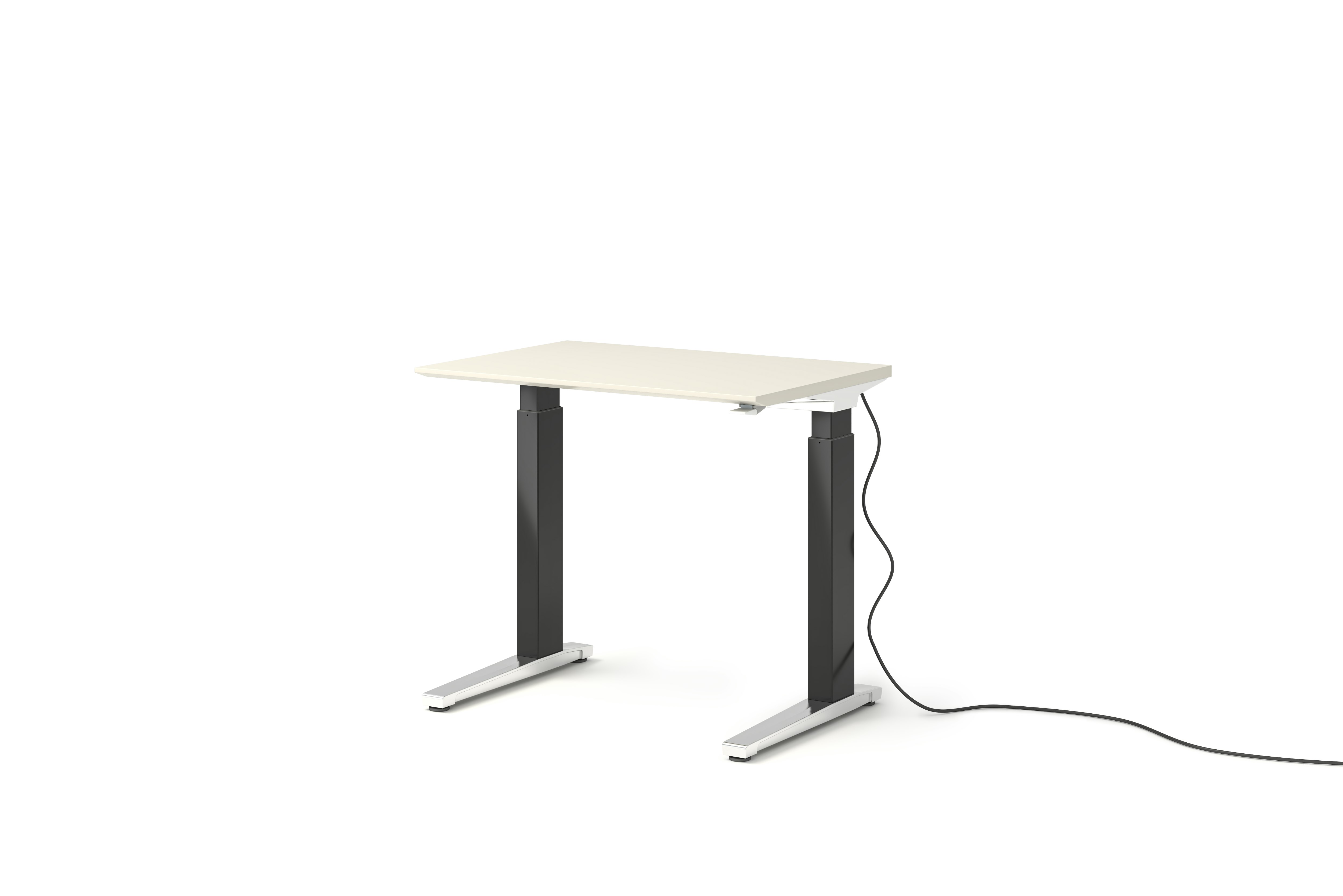Renew Sit-To-Stand Desk - 23x34,  White Laminate,  Graphite Satin,  Polished Aluminum,  Standard Power