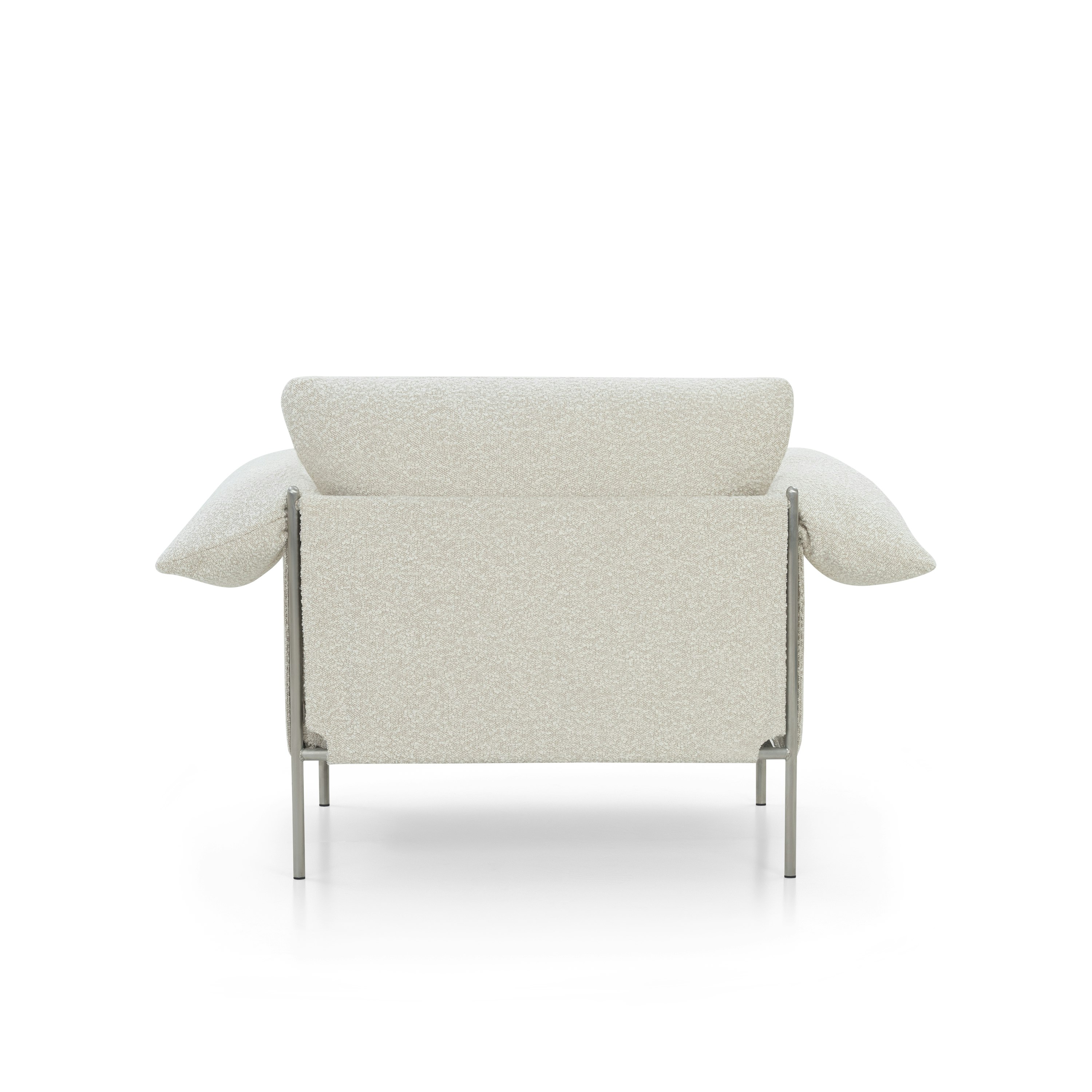 A Alva Chair in La Creme with a Brushed Steel finish viewed from Back