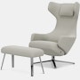 Grand Repos Lounge Chair and Panchina - Hola, Pearl, Polished Aluminum