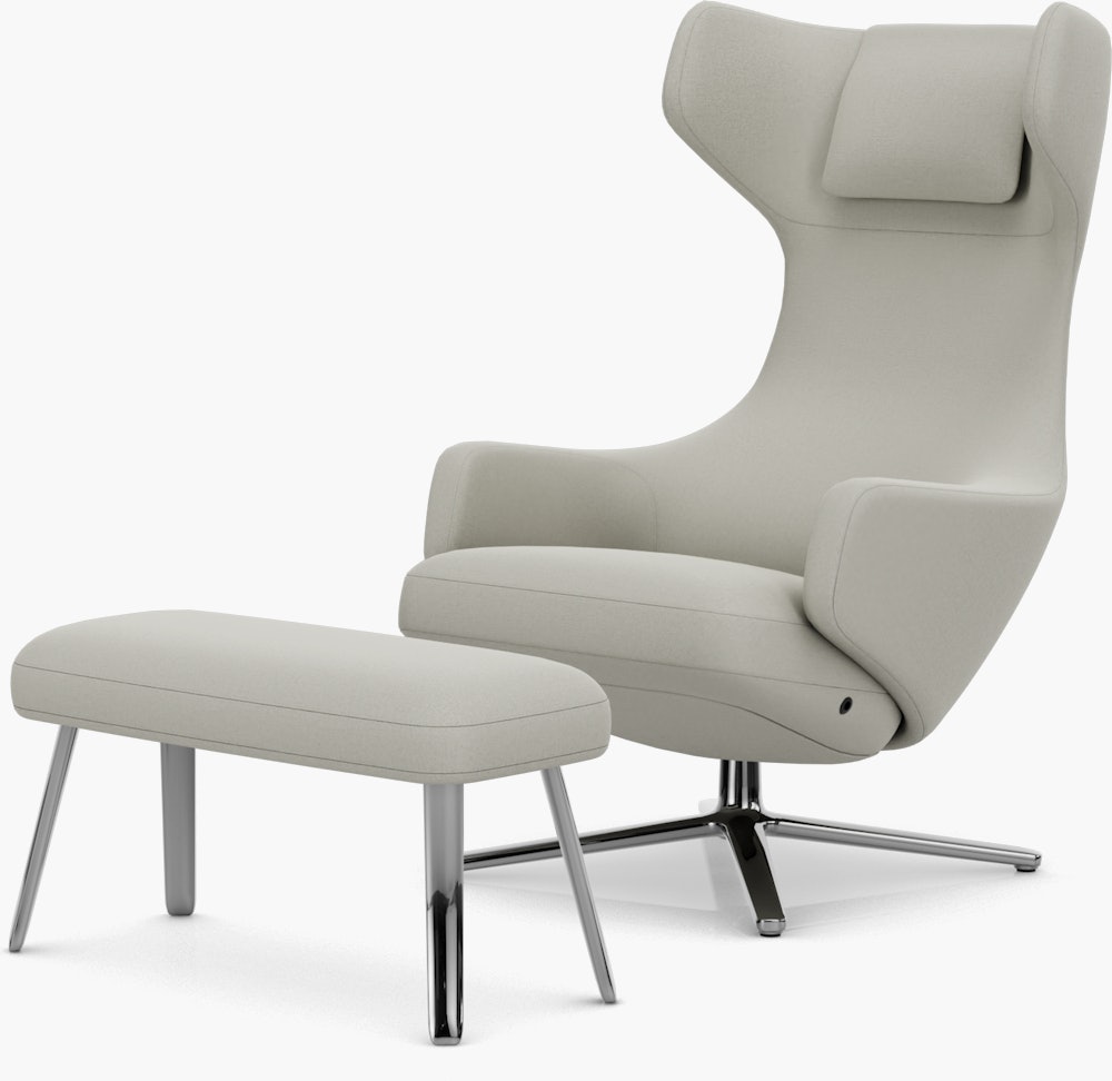 Grand Repos Lounge Chair and Panchina - Hola, Pearl, Polished Aluminum