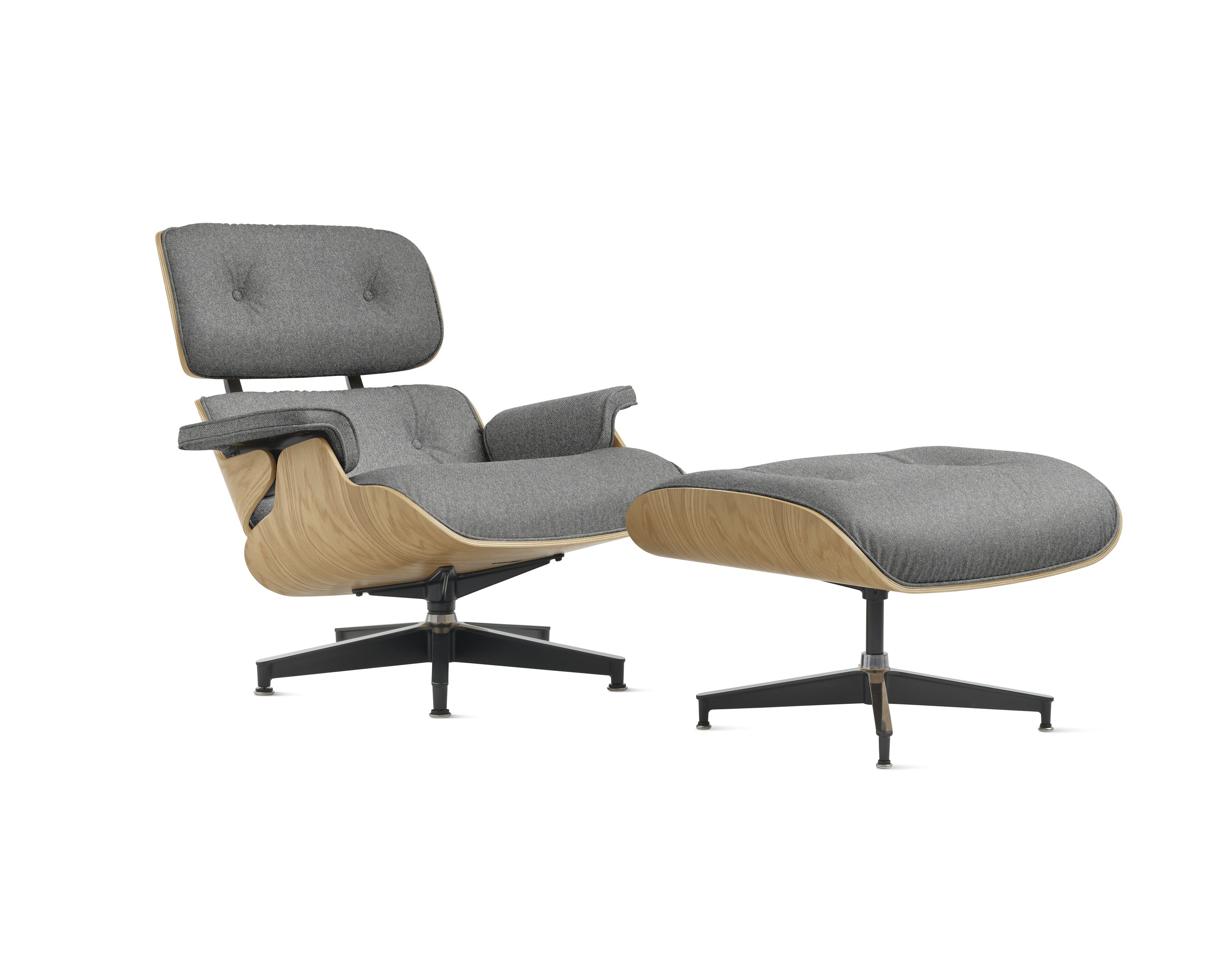 Eames Lounge Chair and Ottoman - Standard or Tall, White Oak, Luce, Scoria
