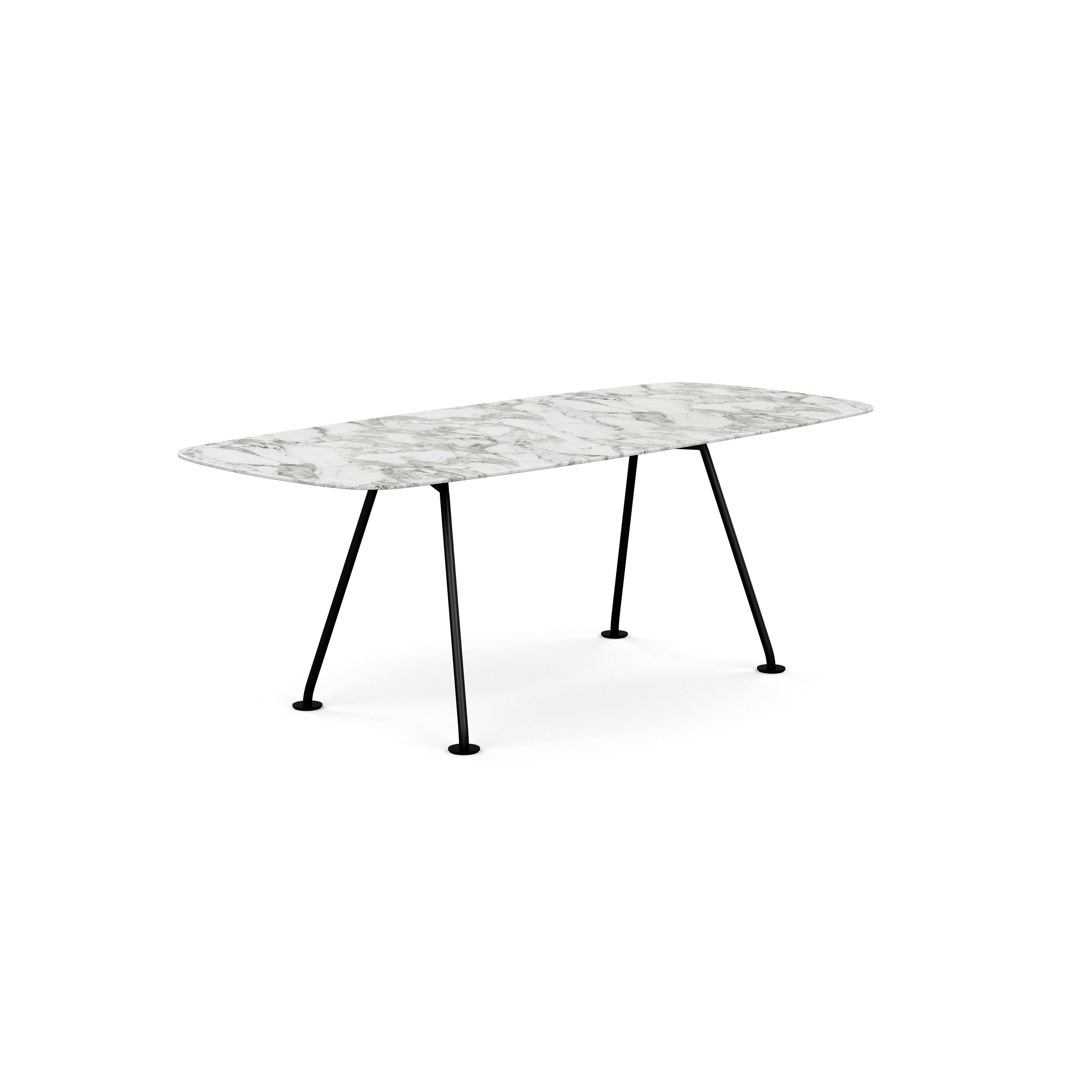 Grasshopper Dining Table - Rectangular,  79",  Satin Arabescato Marble,  Black"