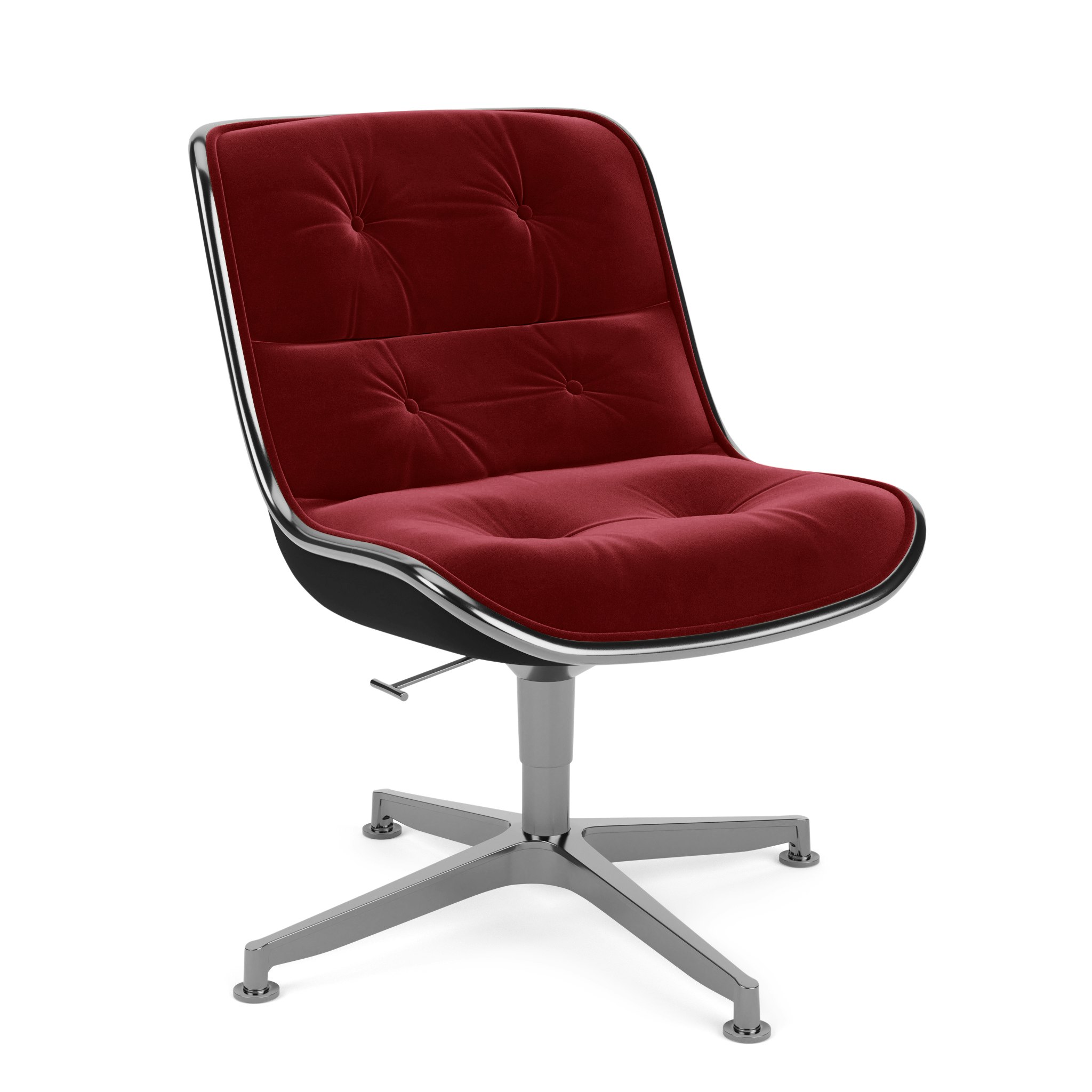 Pollock Executive Side Chair - 4 Star,  Polished Aluminum,  Knoll Velvet,  Flamenco