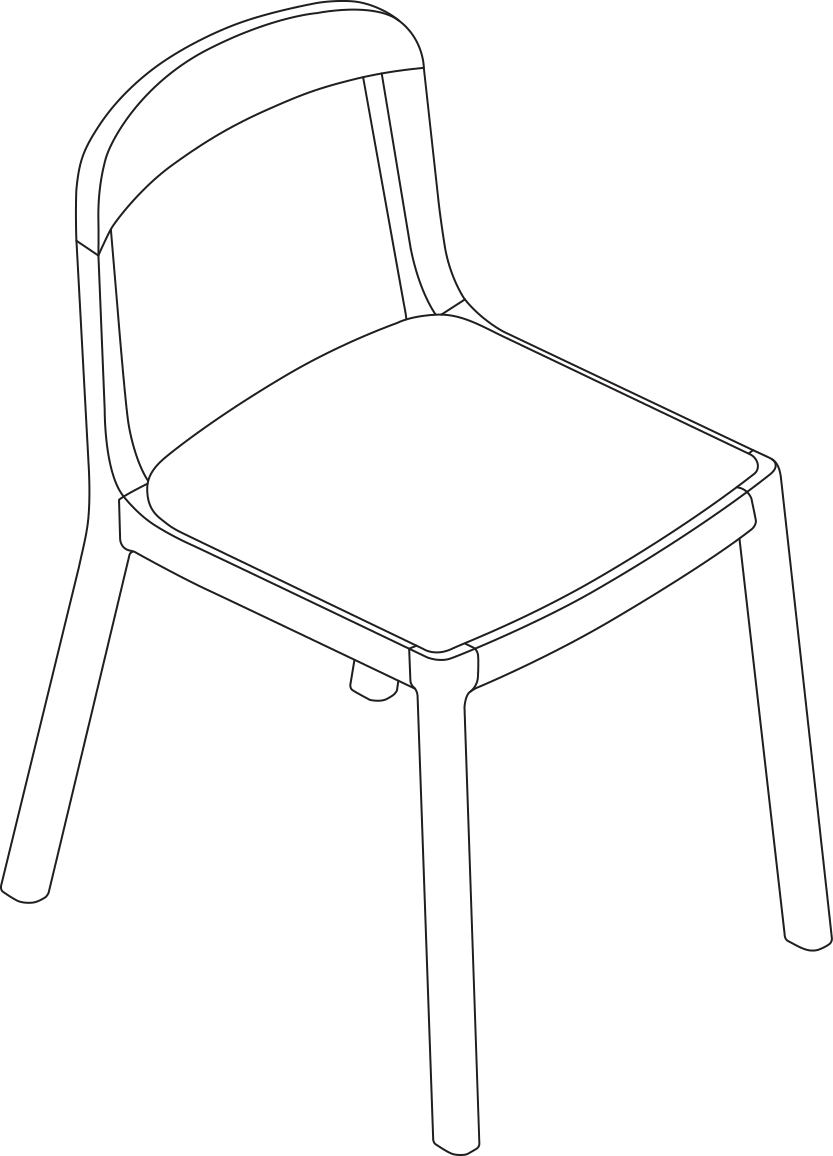 A line drawing - Lijn Side Chair | Open Back | Upholstered Seat