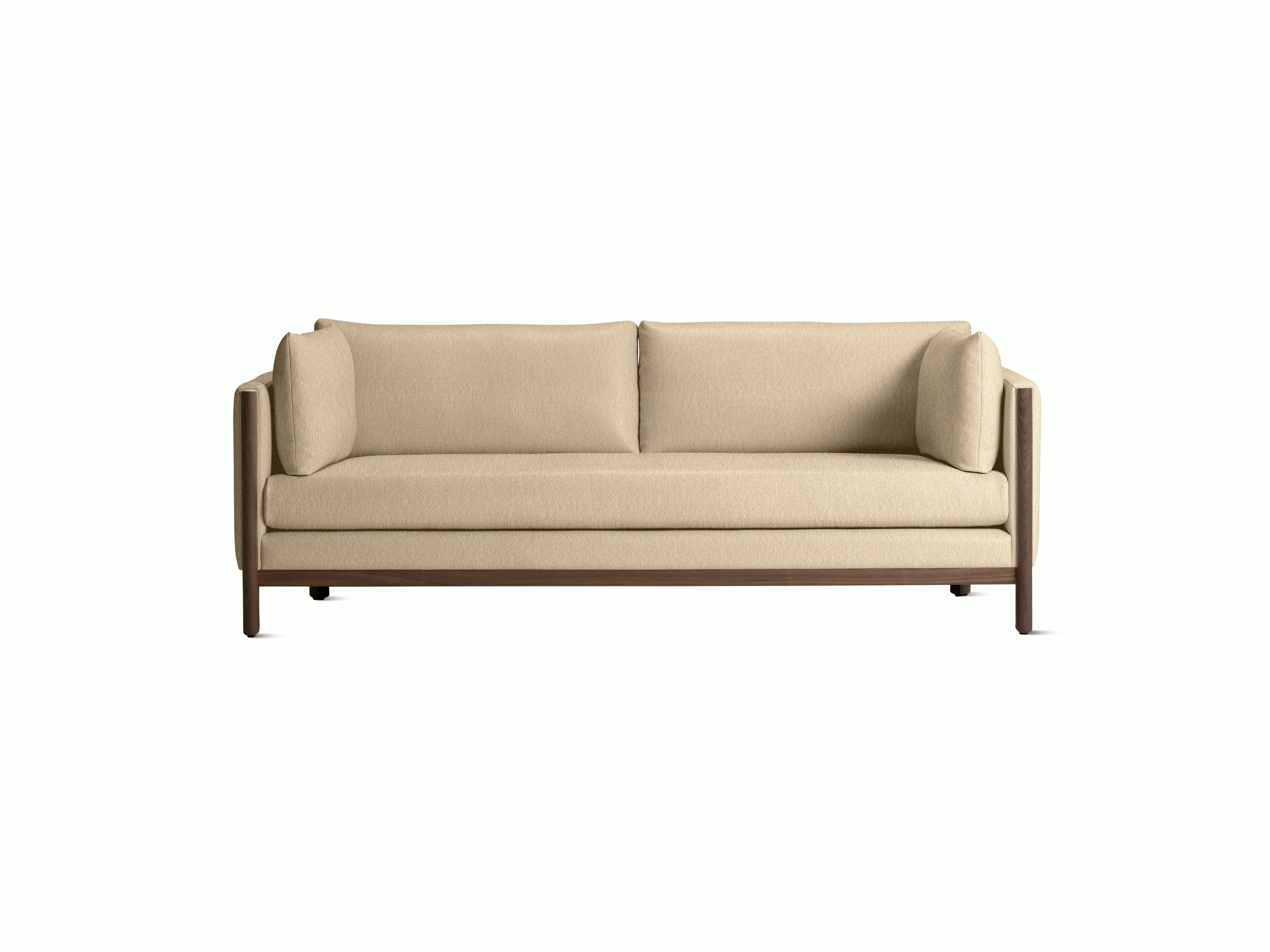 Emmy 80 Sofa - Album Linen, Straw, Walnut Base