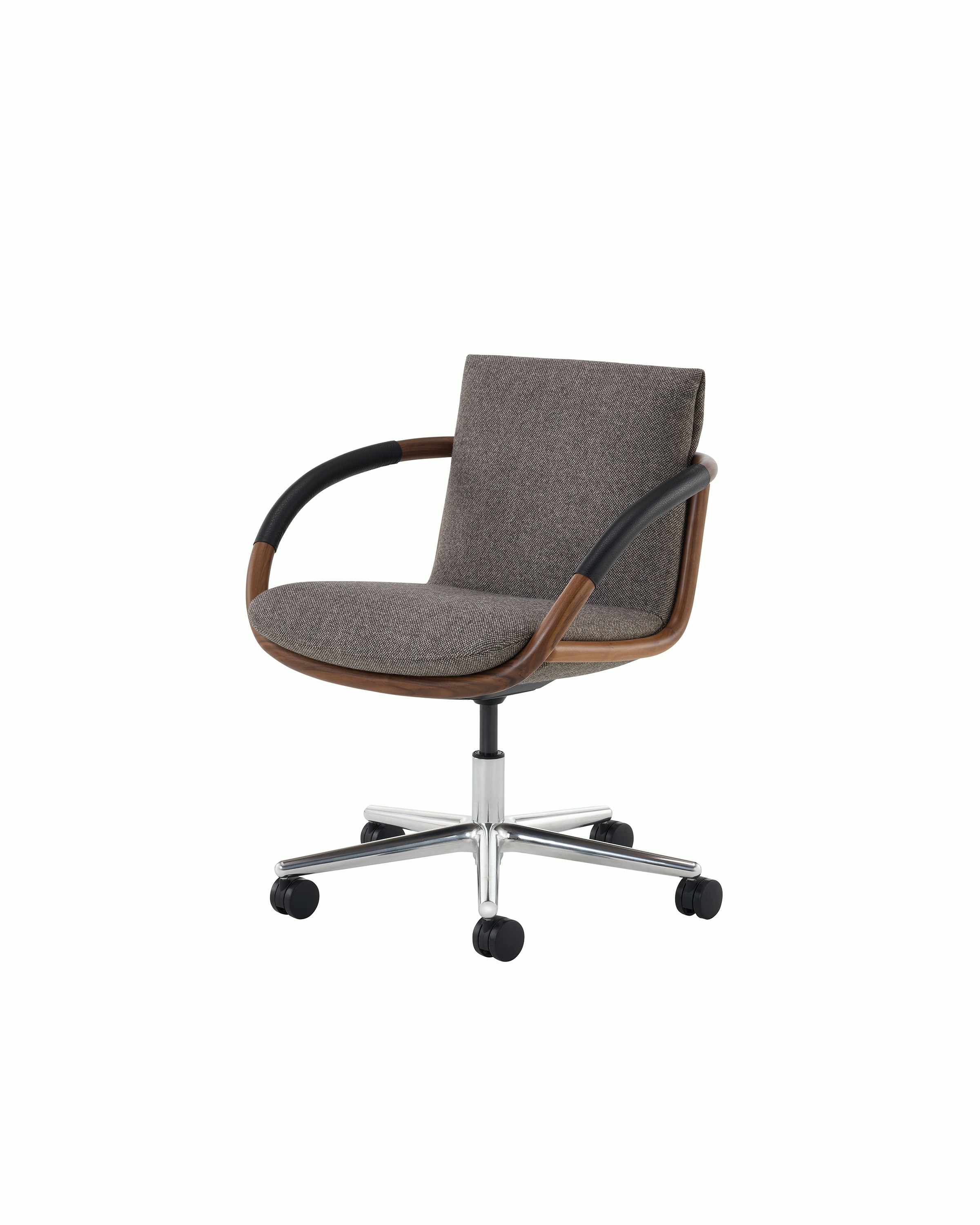 Full Loop Office Chair in Walnut on five star base with casters.