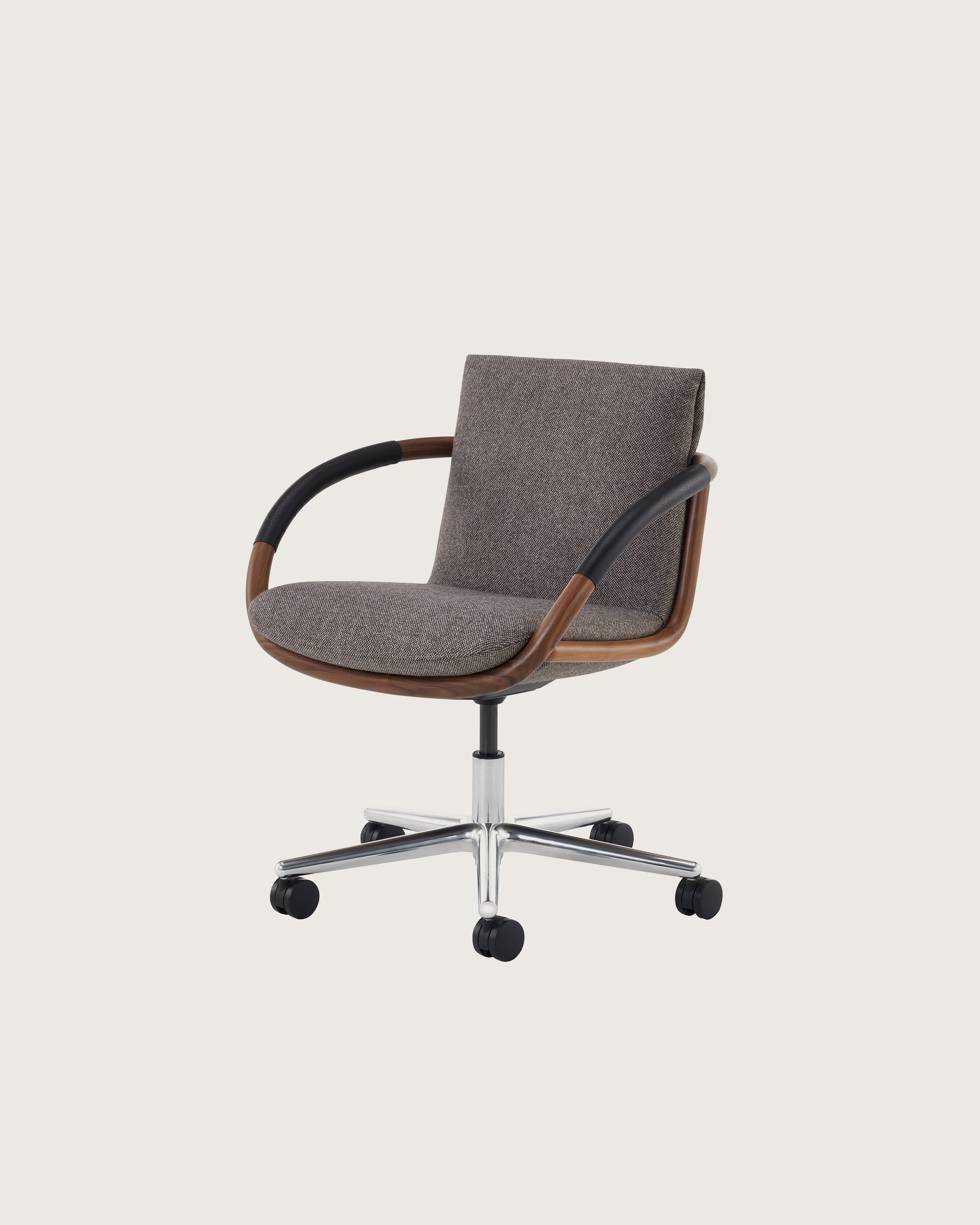 Full Loop Office Chair in Walnut on five star base with casters.