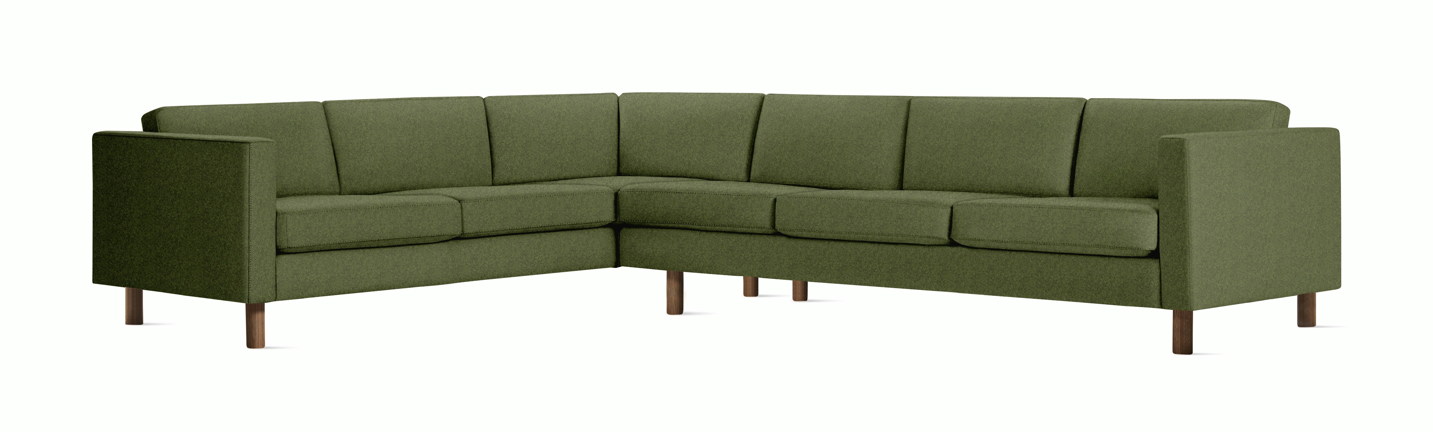 Lispenard Sectional in heathered green color with 6" legs.