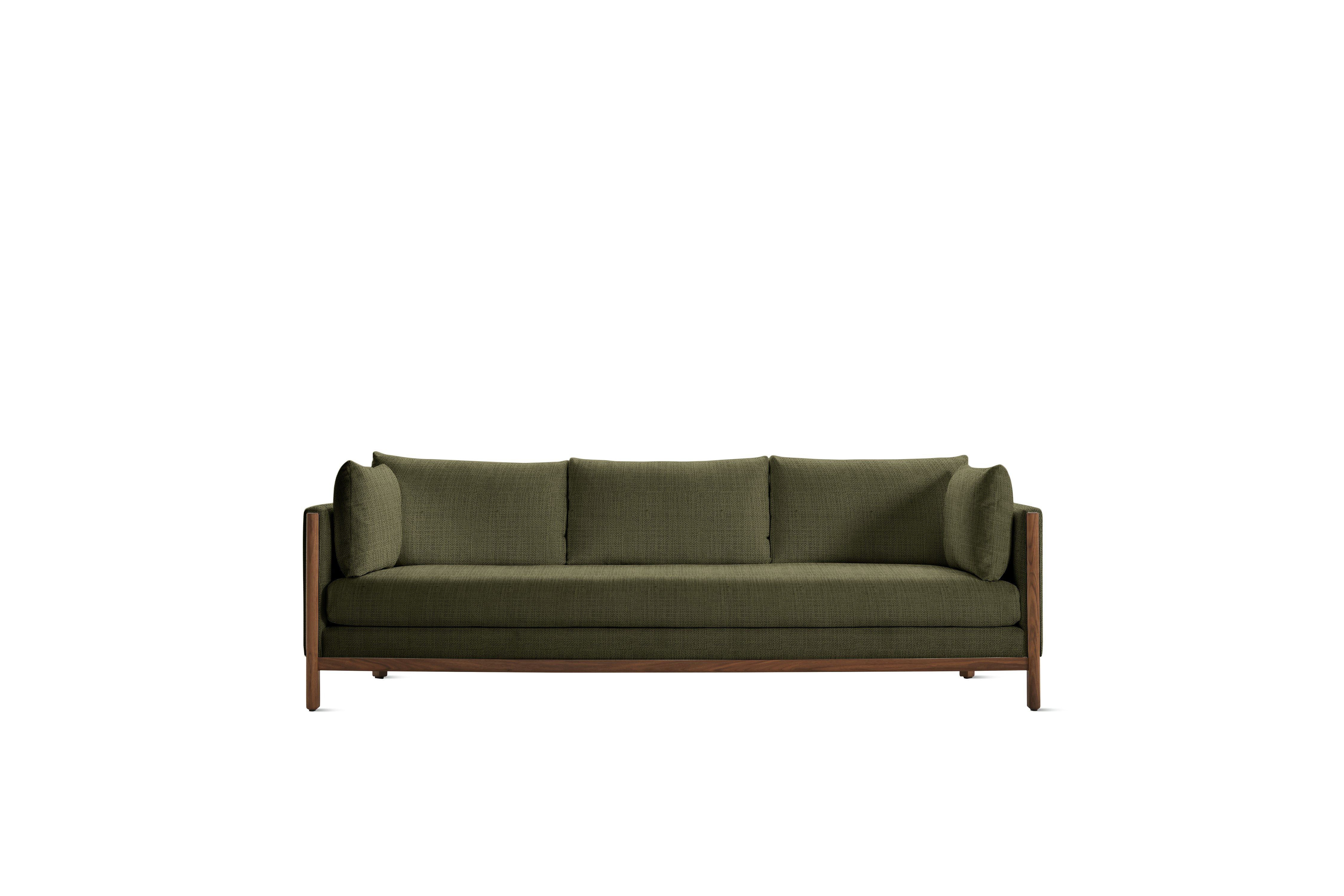 Emmy Sofa, 92 In, Pebble Weave, Militare , Walnut