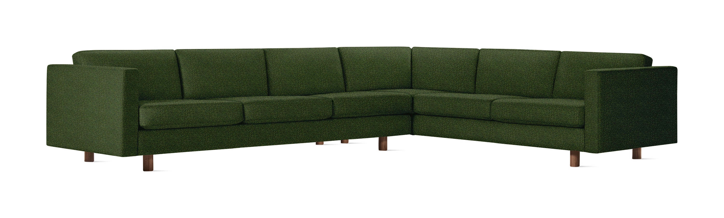 Lispenard Sectional in green fir color with 4" legs.