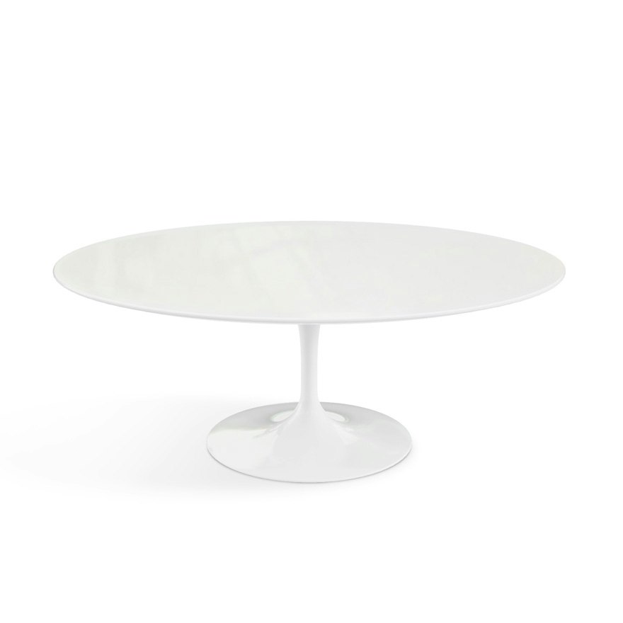 Saarinen Coffee Table - 42",  Oval,  Quartz,  Vetro Bianco,  White"