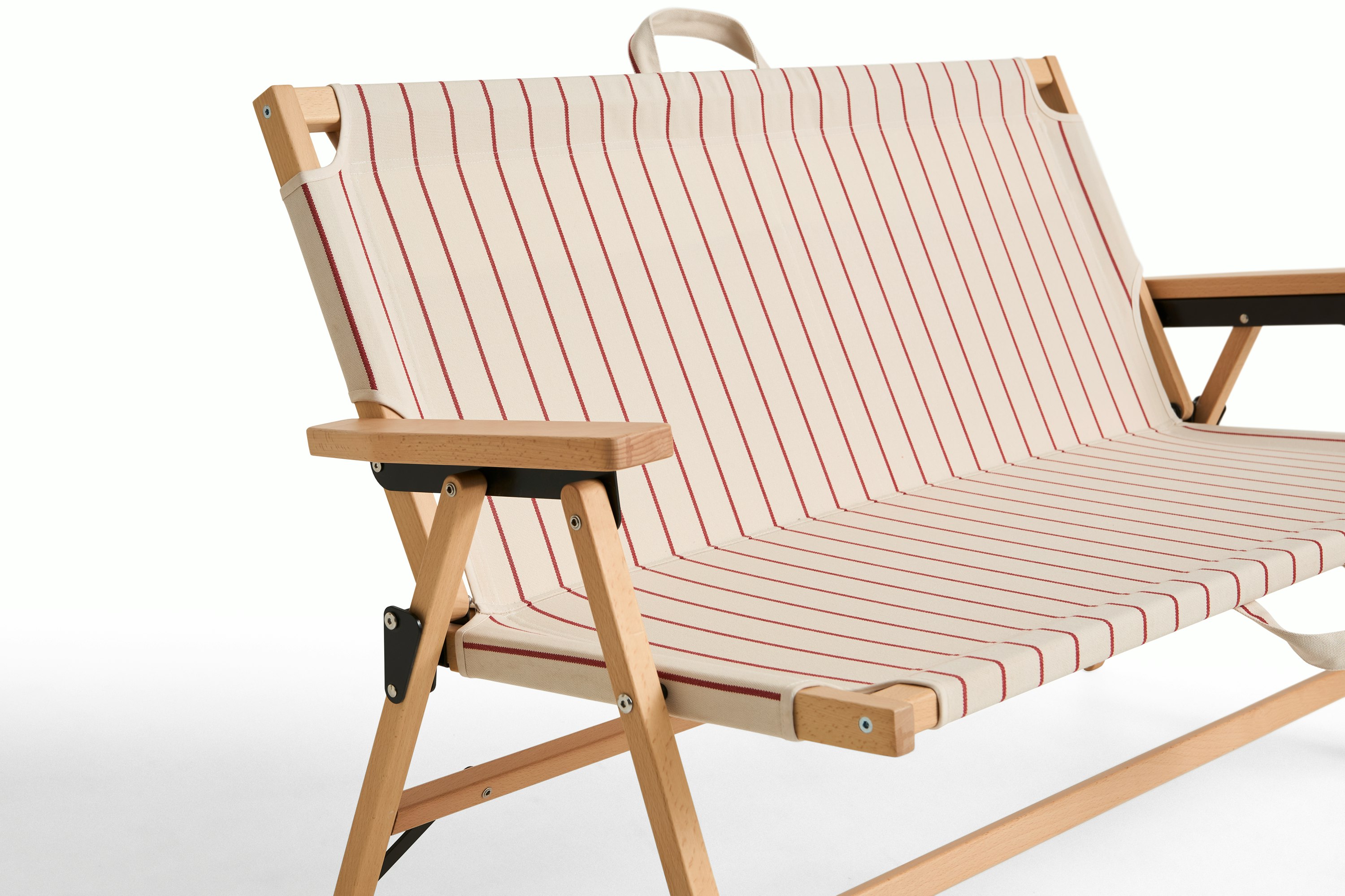 Outdoor Market Folding Sofa - Beige With Red Stripe