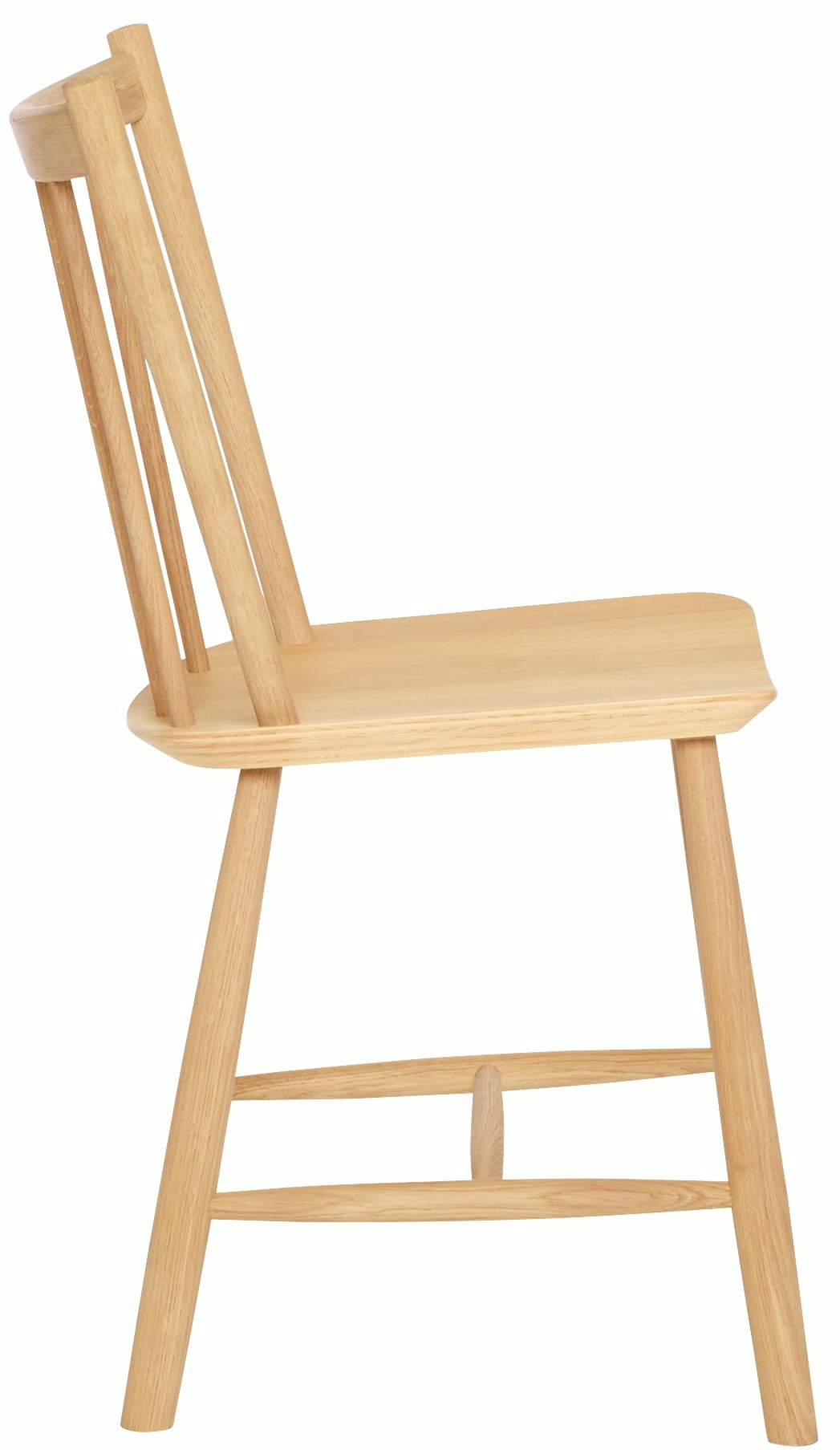 An oak J 41 Side Chair viewed from the side